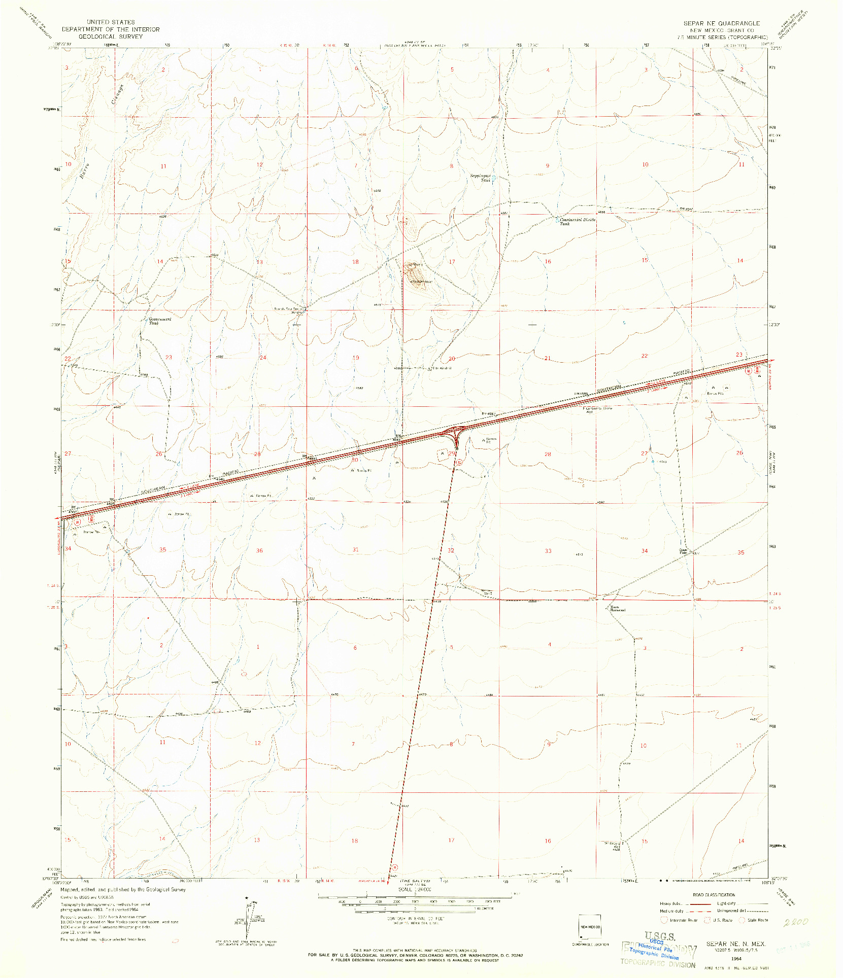 USGS 1:24000-SCALE QUADRANGLE FOR SEPAR NE, NM 1964