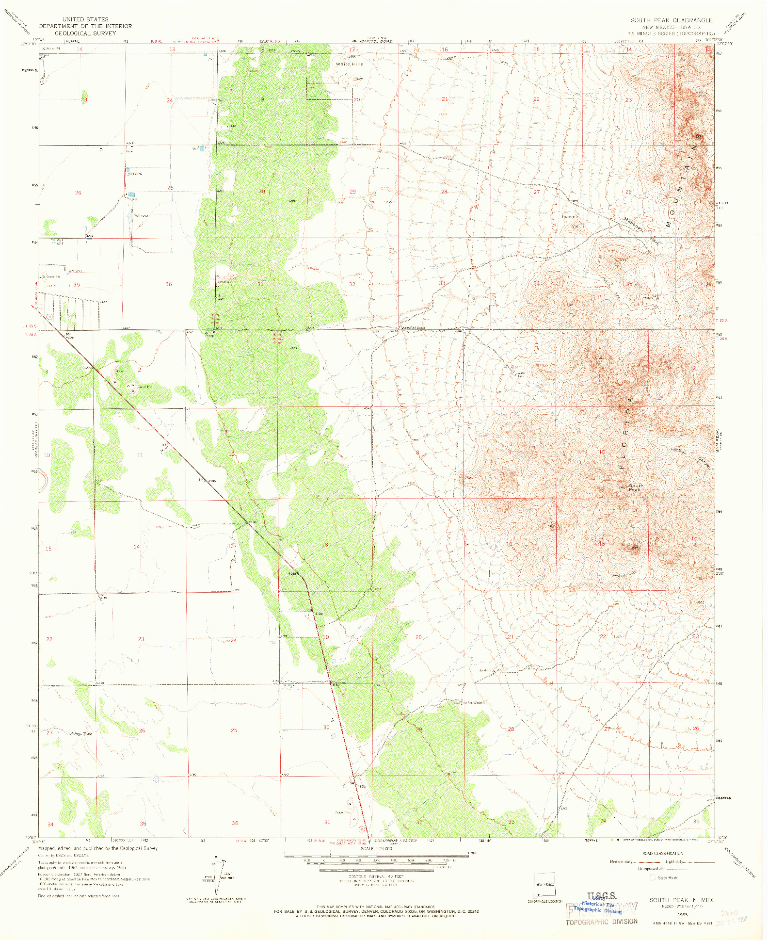 USGS 1:24000-SCALE QUADRANGLE FOR SOUTH PEAK, NM 1965