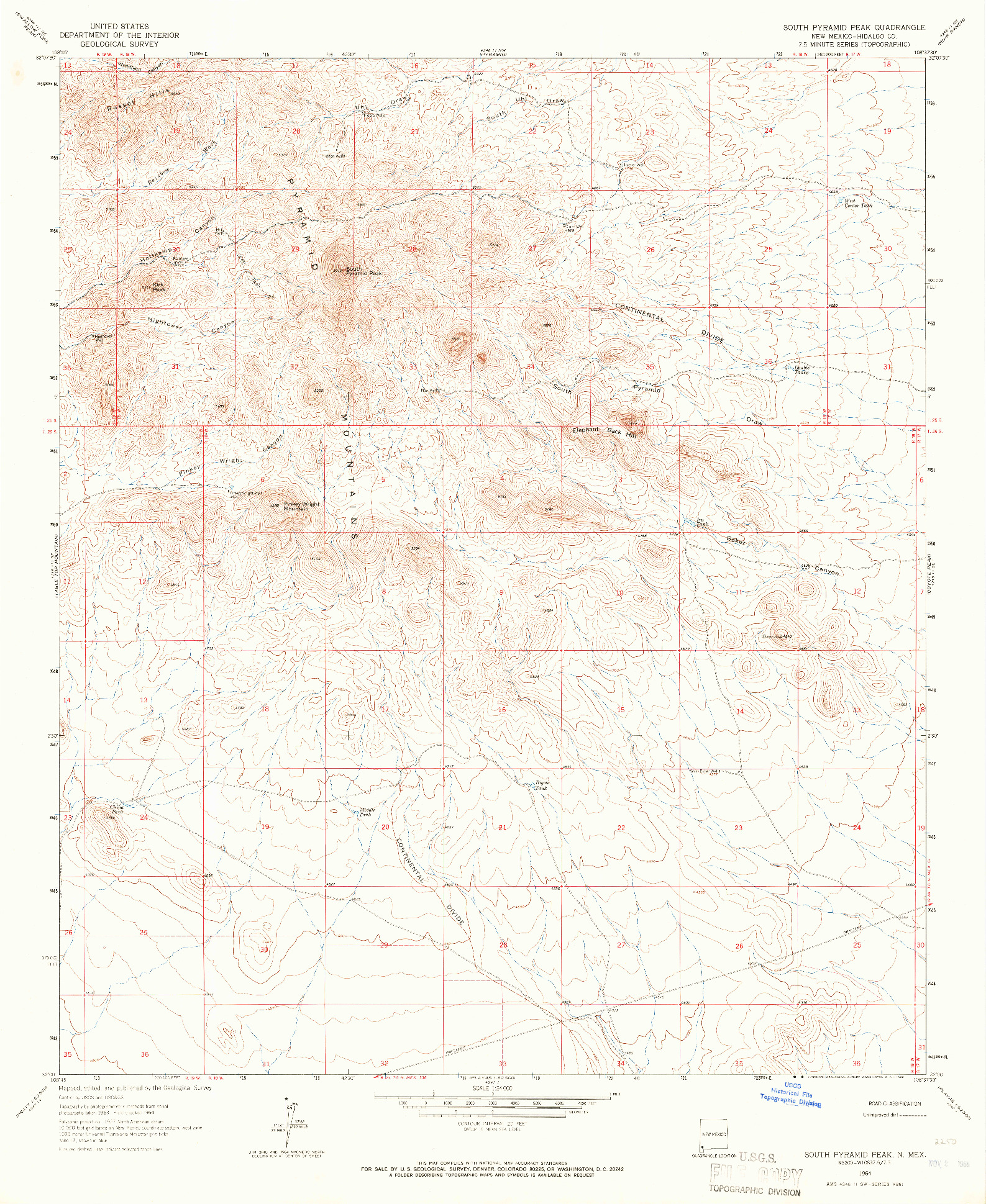 USGS 1:24000-SCALE QUADRANGLE FOR SOUTH PYRAMID PEAK, NM 1964