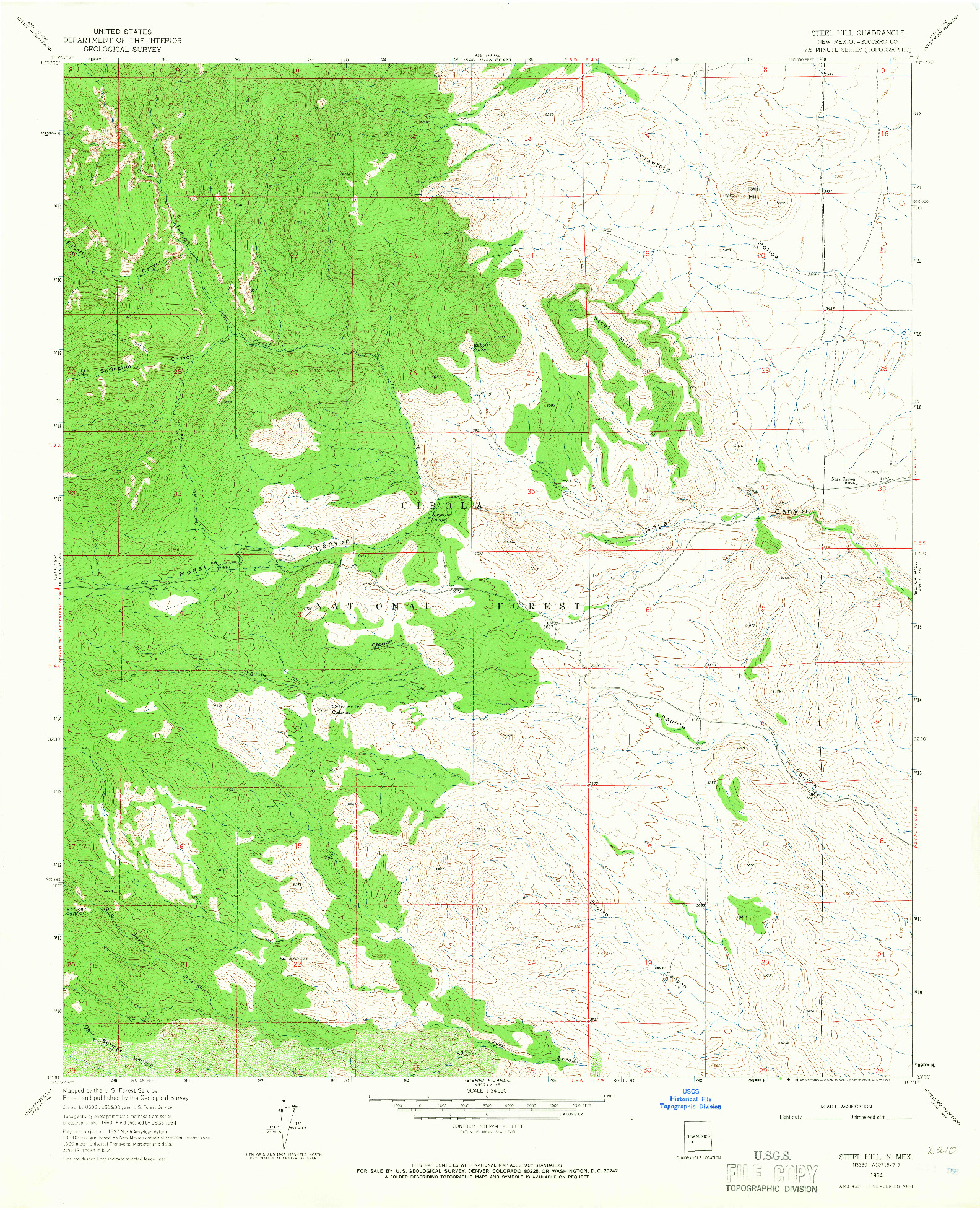 USGS 1:24000-SCALE QUADRANGLE FOR STEEL HILL, NM 1964