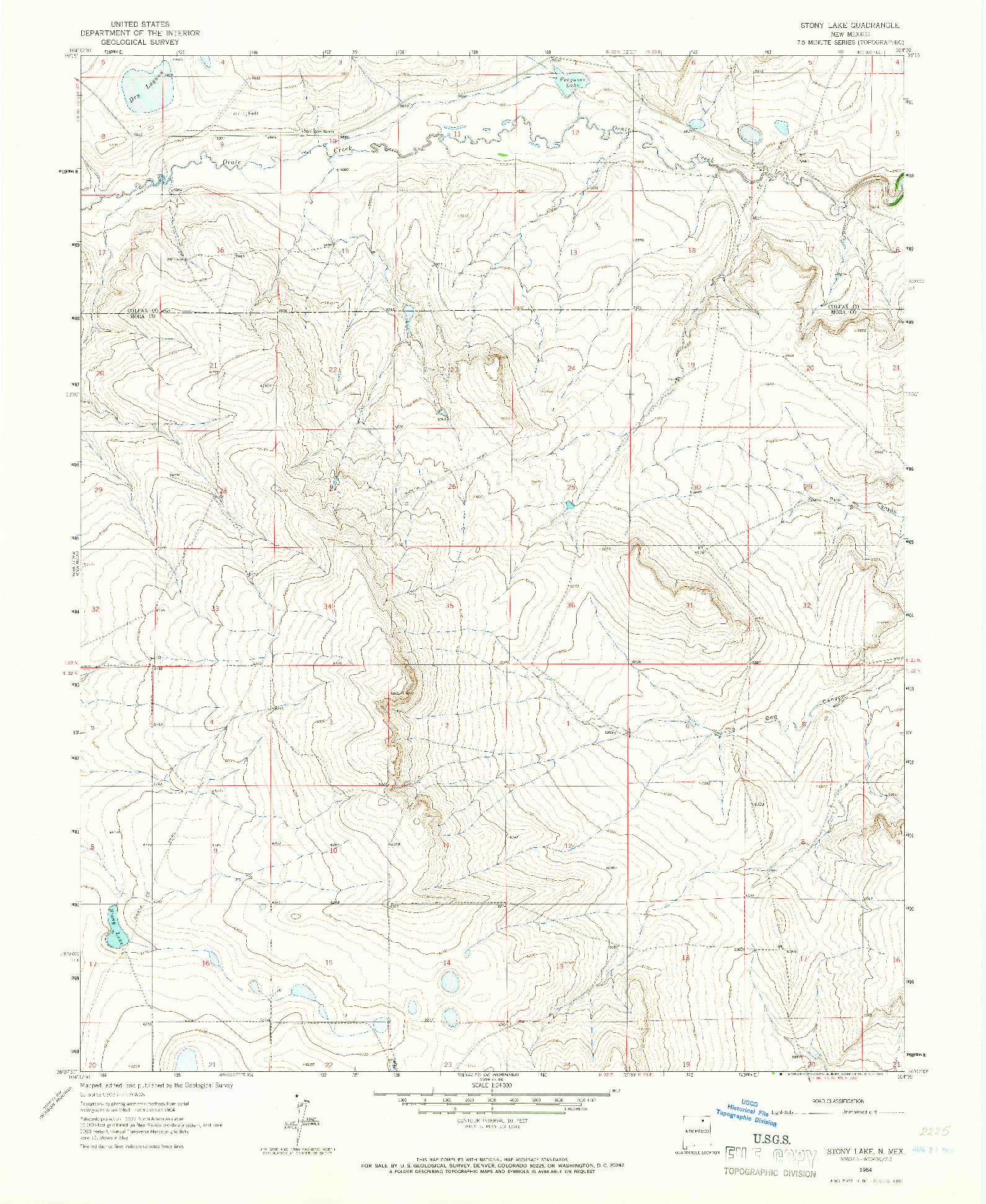 USGS 1:24000-SCALE QUADRANGLE FOR STONY LAKE, NM 1964