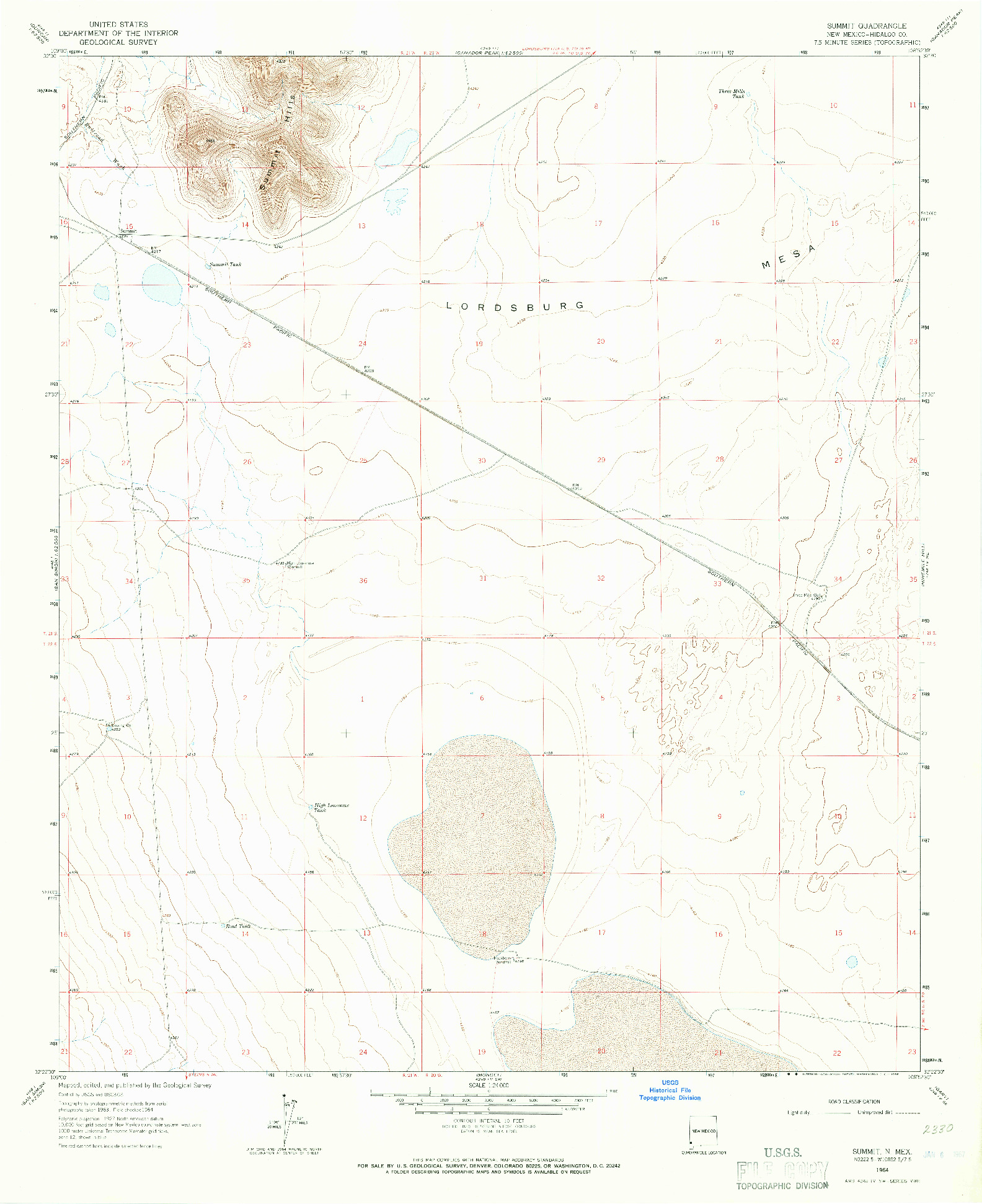 USGS 1:24000-SCALE QUADRANGLE FOR SUMMIT, NM 1964