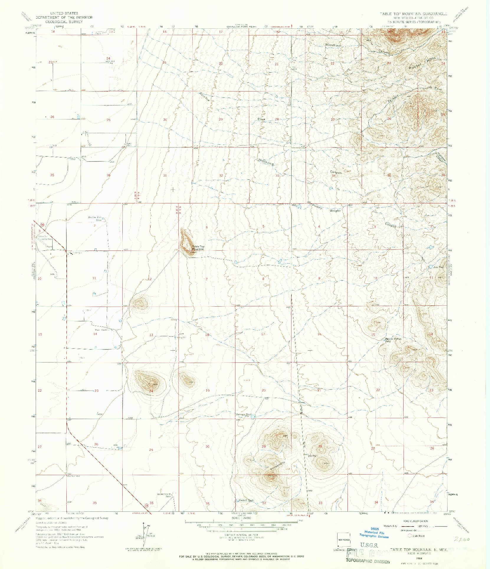 USGS 1:24000-SCALE QUADRANGLE FOR TABLE TOP MOUNTAIN, NM 1964