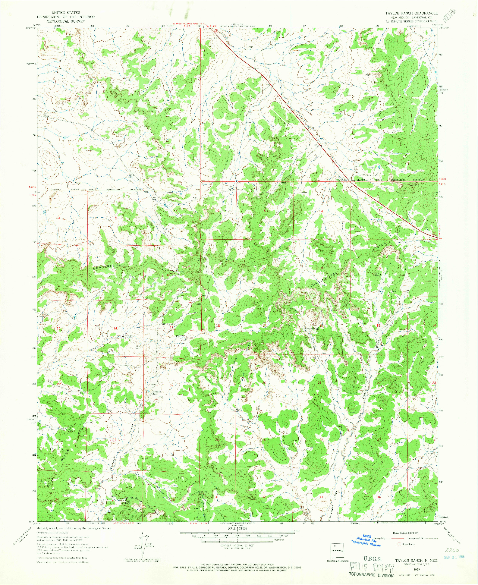 USGS 1:24000-SCALE QUADRANGLE FOR TAYLOR RANCH, NM 1963