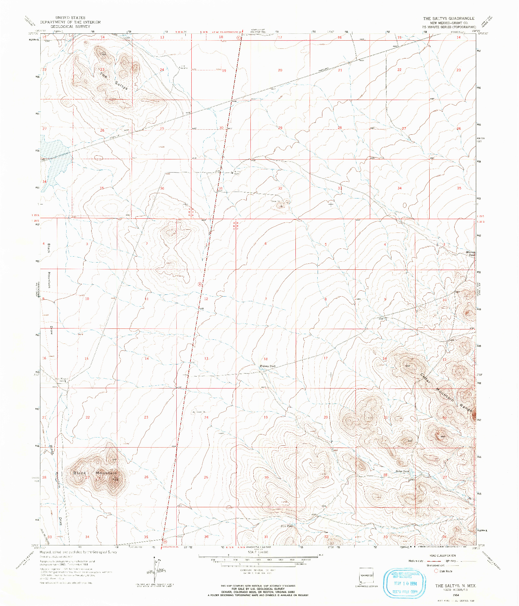 USGS 1:24000-SCALE QUADRANGLE FOR THE SALTYS, NM 1964