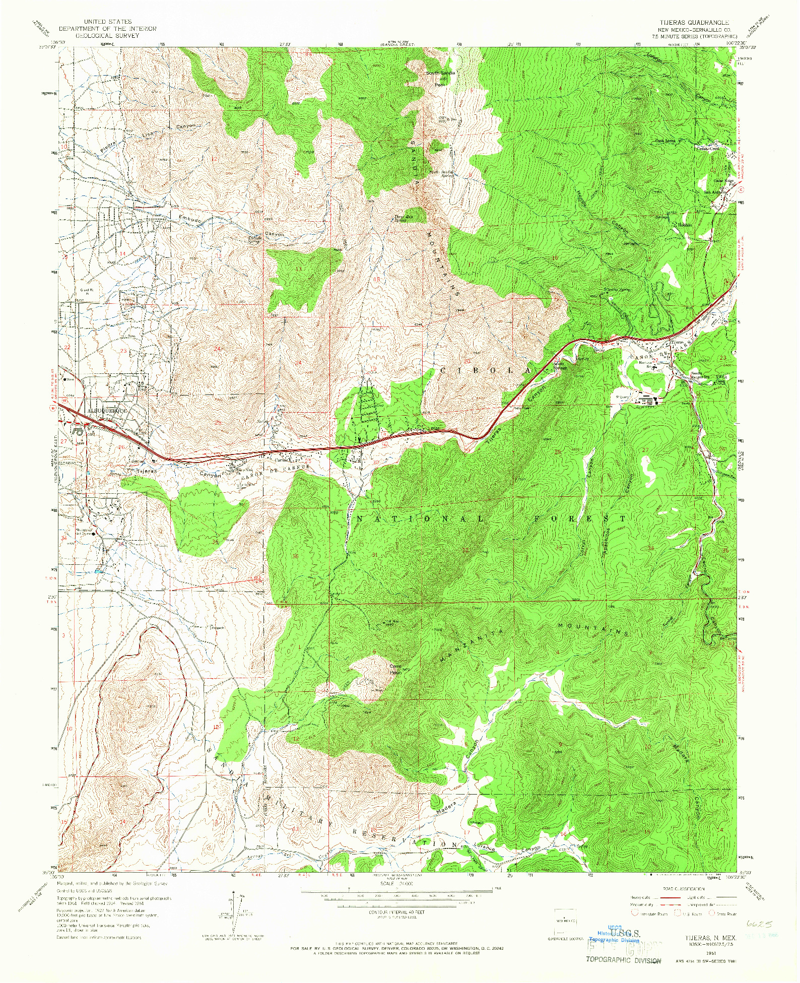 USGS 1:24000-SCALE QUADRANGLE FOR TIJERAS, NM 1961