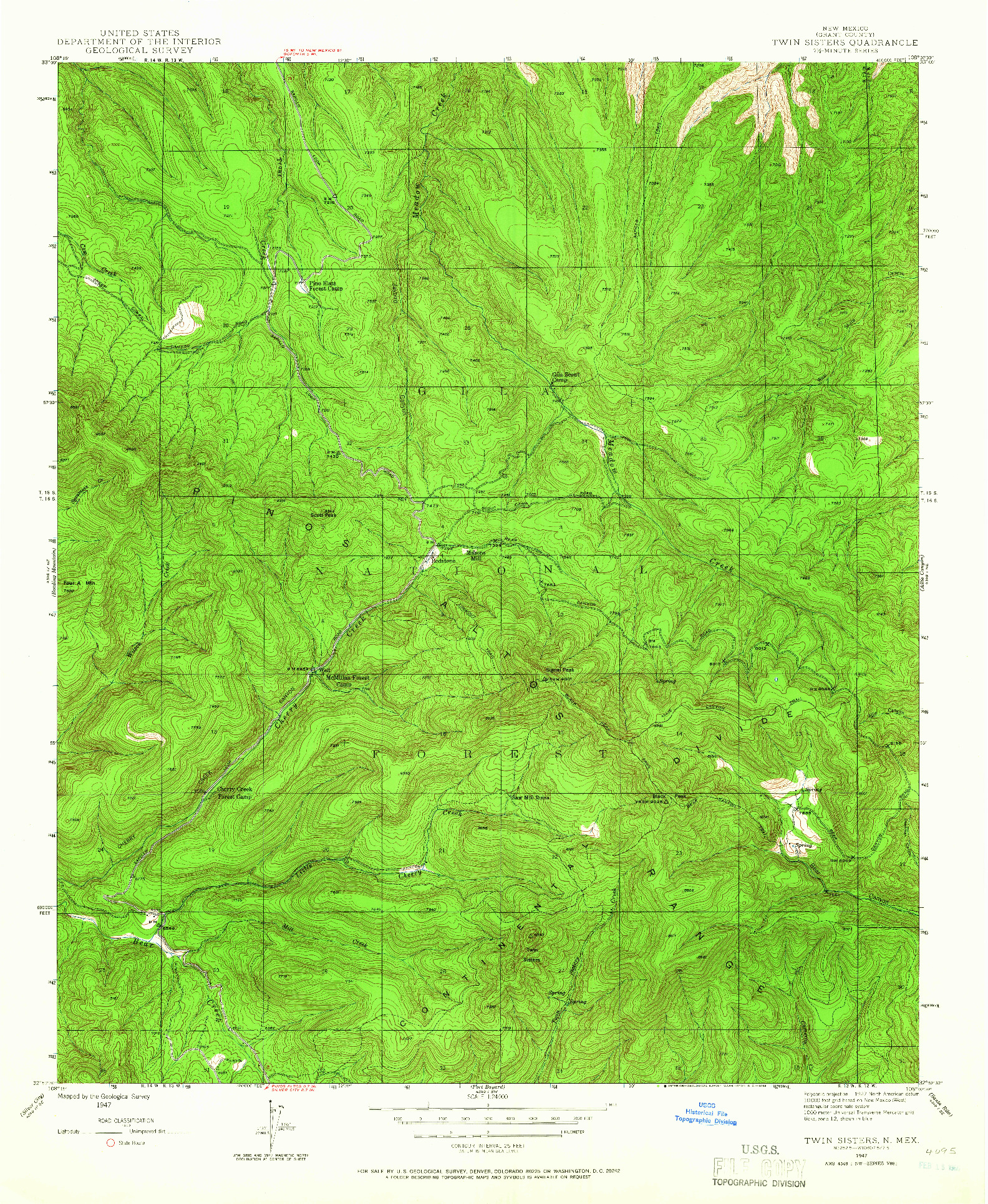 USGS 1:24000-SCALE QUADRANGLE FOR TWIN SISTERS, NM 1947