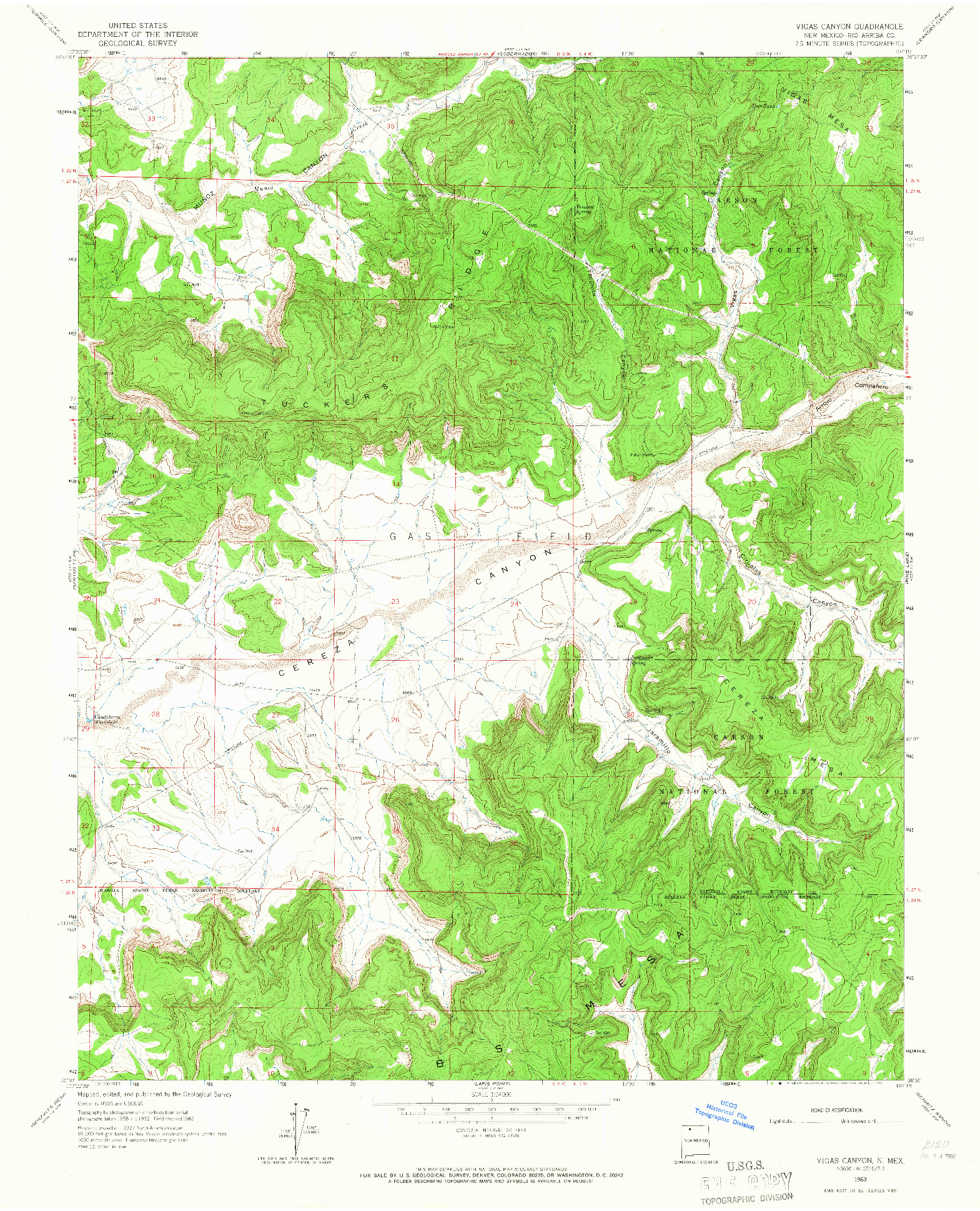 USGS 1:24000-SCALE QUADRANGLE FOR VIGAS CANYON, NM 1963