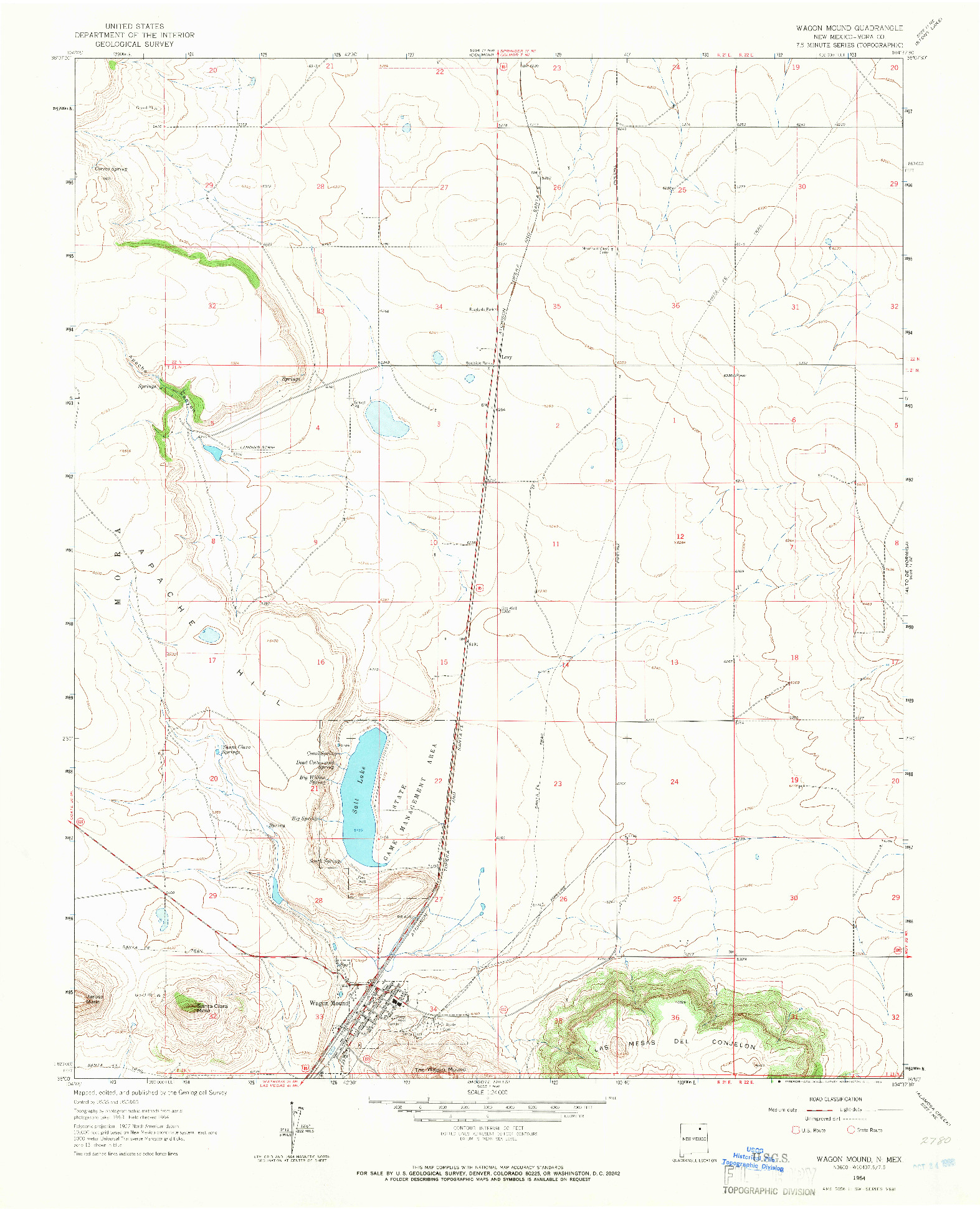 USGS 1:24000-SCALE QUADRANGLE FOR WAGON MOUND, NM 1964