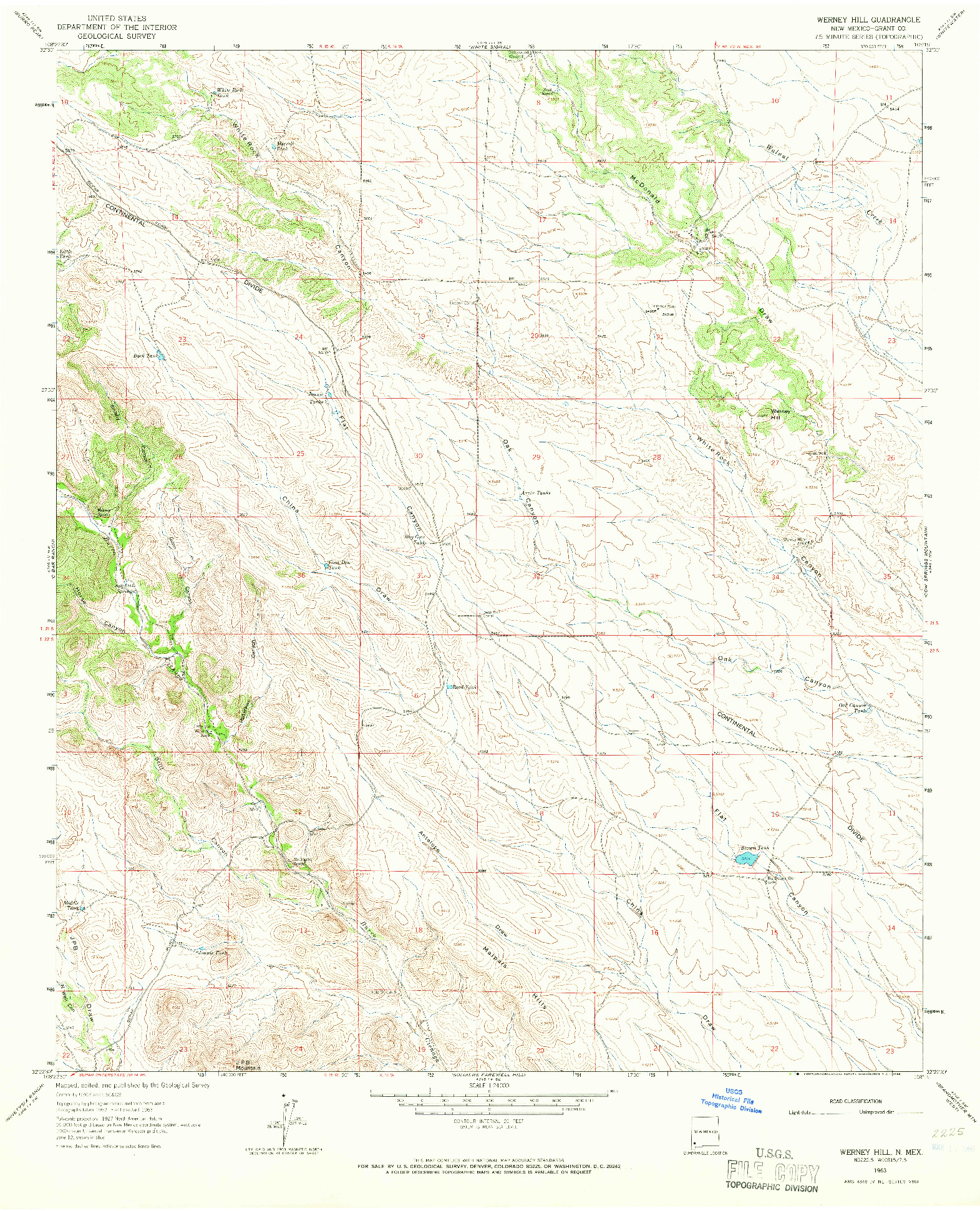 USGS 1:24000-SCALE QUADRANGLE FOR WERNEY HILL, NM 1963