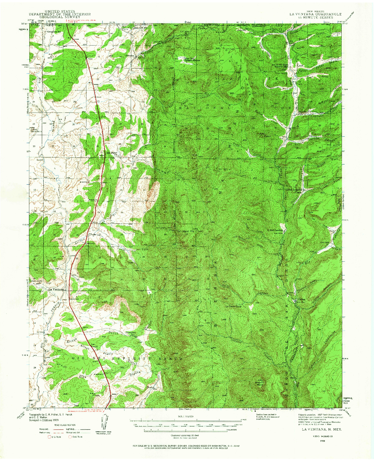 USGS 1:62500-SCALE QUADRANGLE FOR LA VENTANA, NM 1939