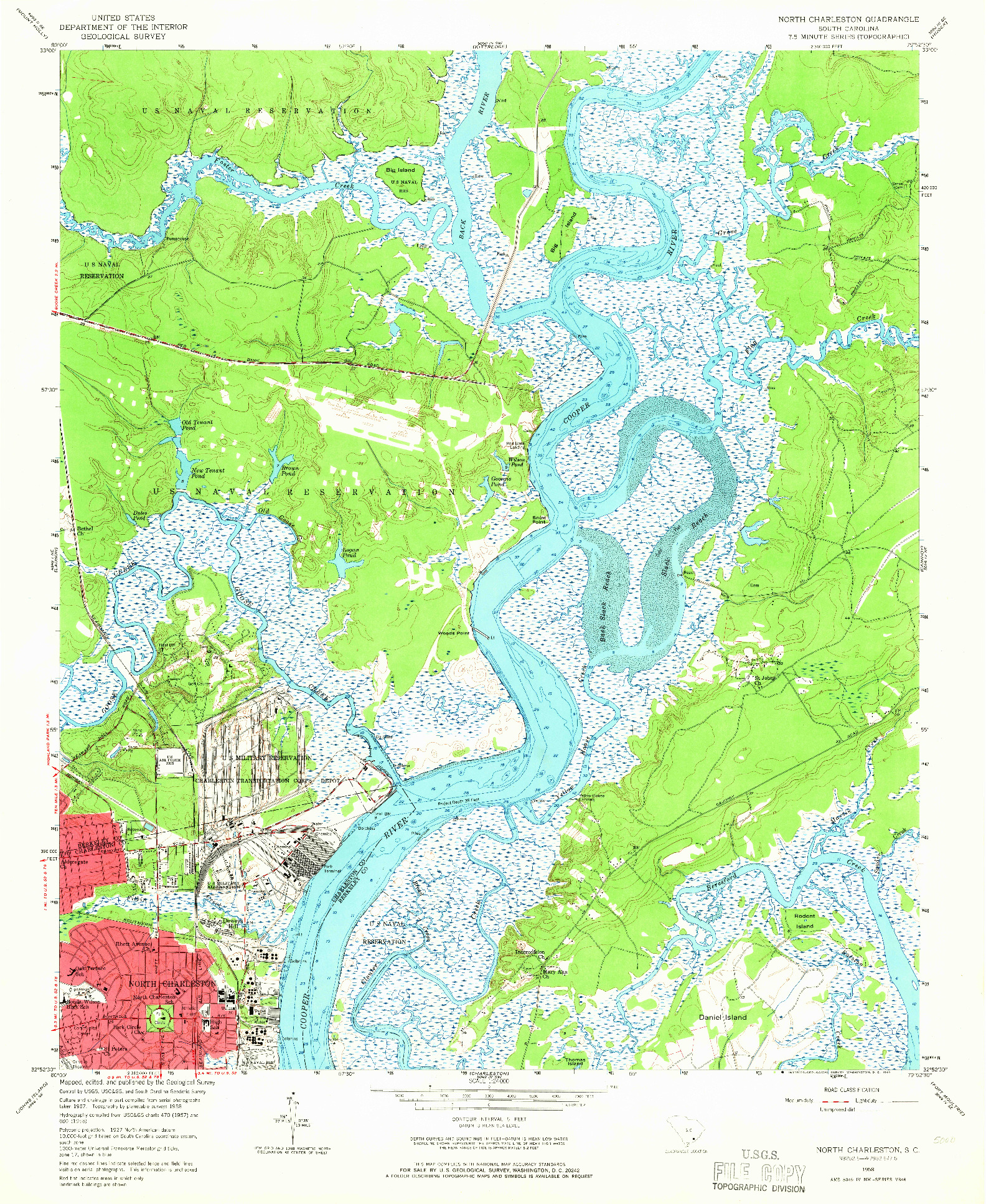 USGS 1:24000-SCALE QUADRANGLE FOR NORTH CHARLESTON, SC 1958