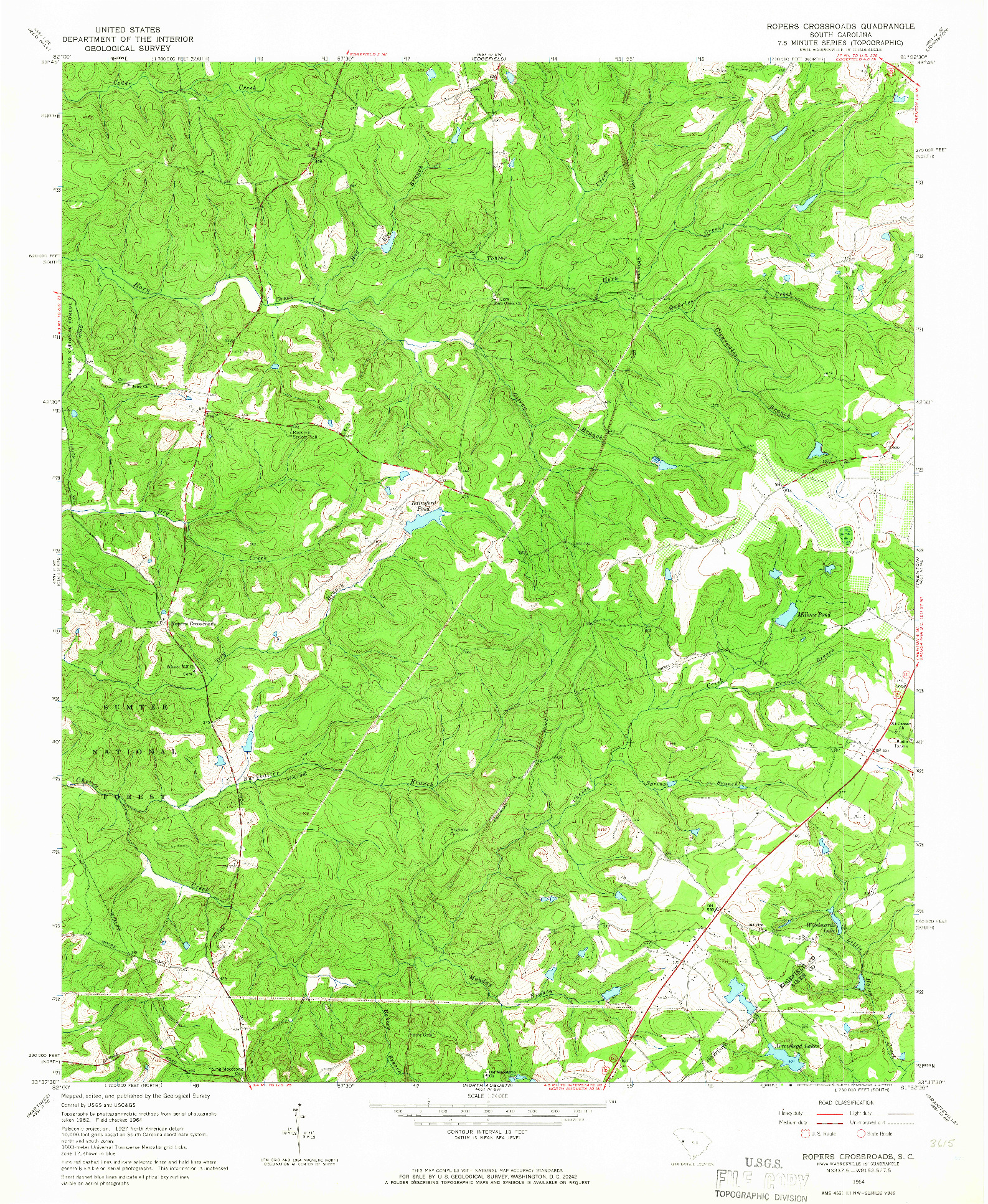 USGS 1:24000-SCALE QUADRANGLE FOR ROPERS CROSSROADS, SC 1964