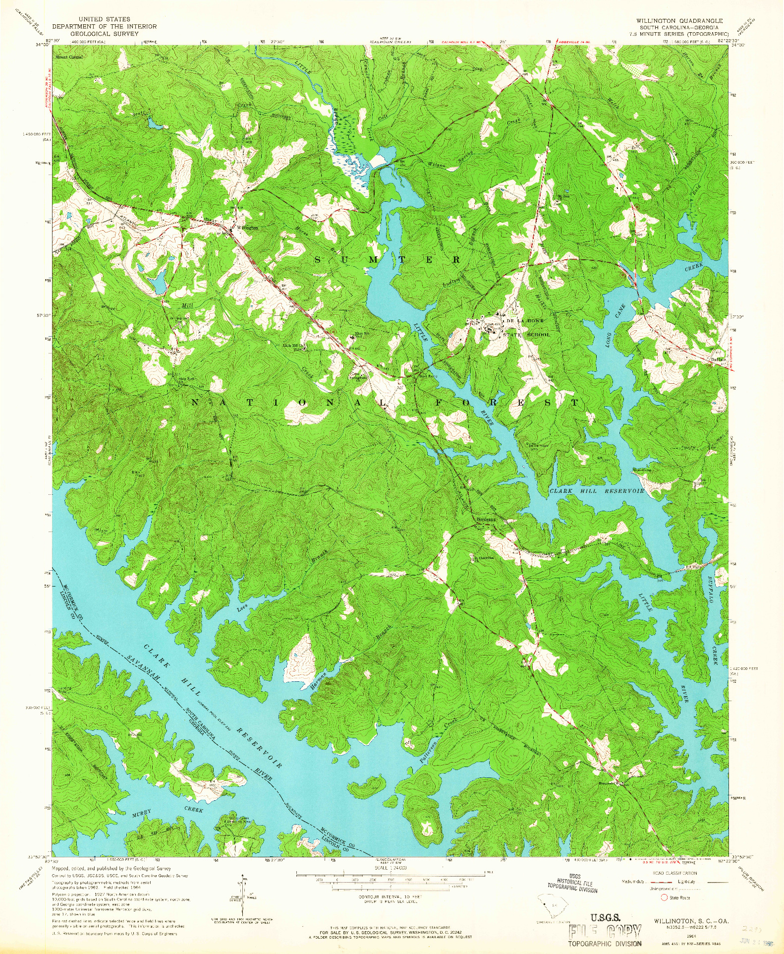 USGS 1:24000-SCALE QUADRANGLE FOR WILLINGTON, SC 1964