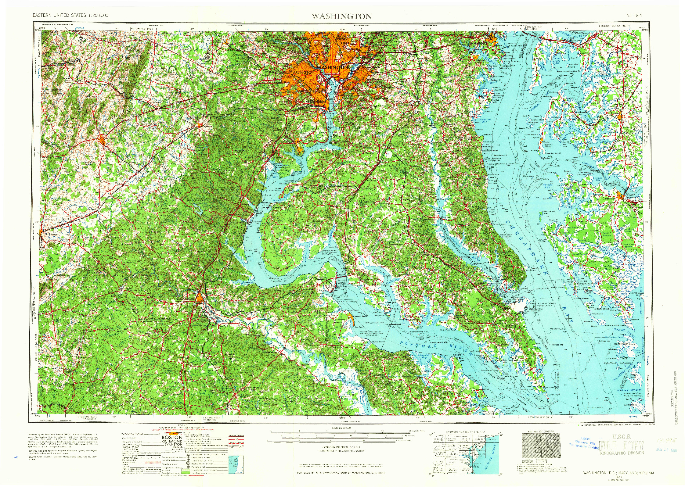 USGS 1:250000-SCALE QUADRANGLE FOR WASHINGTON, DC 1957