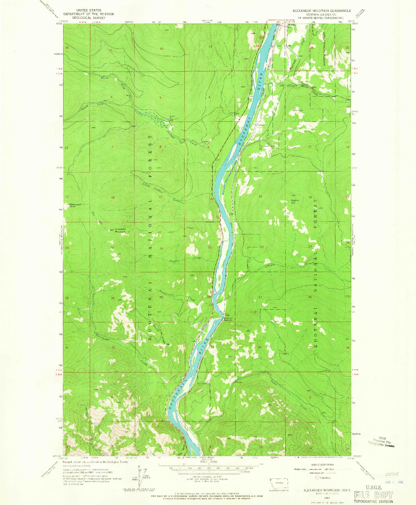USGS 1:24000-SCALE QUADRANGLE FOR ALEXANDER MOUNTAIN, MT 1963