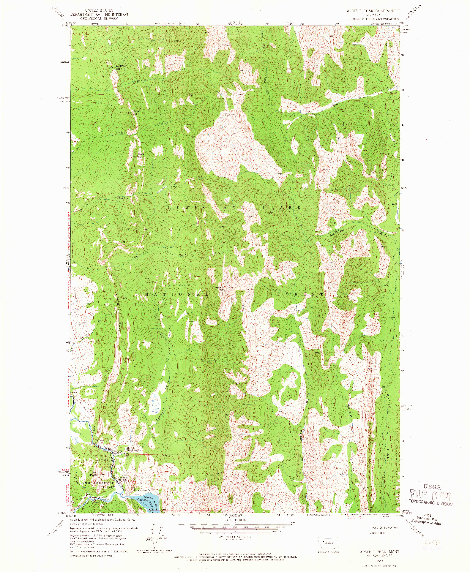 USGS 1:24000-SCALE QUADRANGLE FOR ARSENIC PEAK, MT 1958