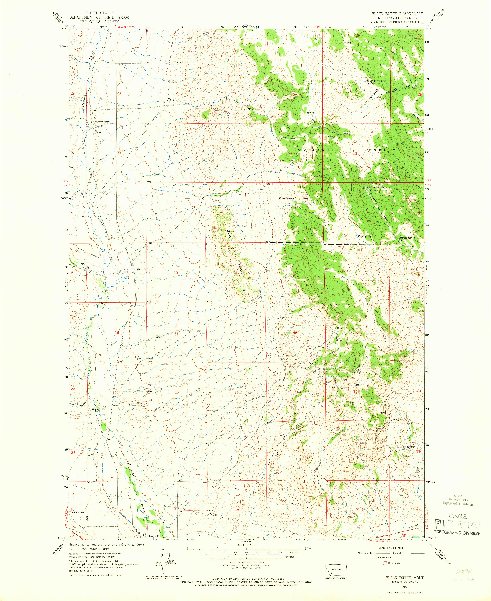 USGS 1:24000-SCALE QUADRANGLE FOR BLACK BUTTE, MT 1963