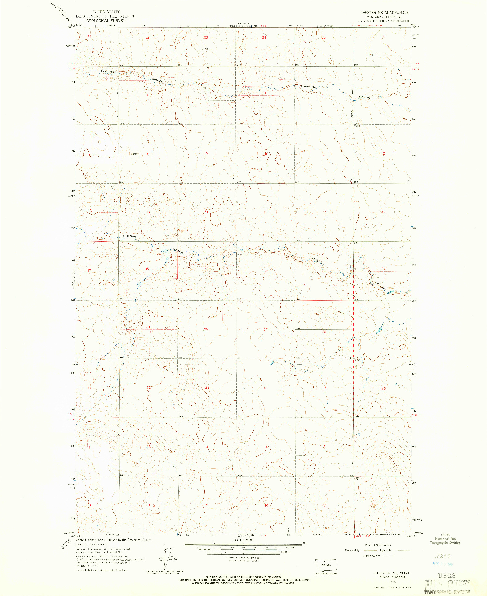 USGS 1:24000-SCALE QUADRANGLE FOR CHESTER NE, MT 1963
