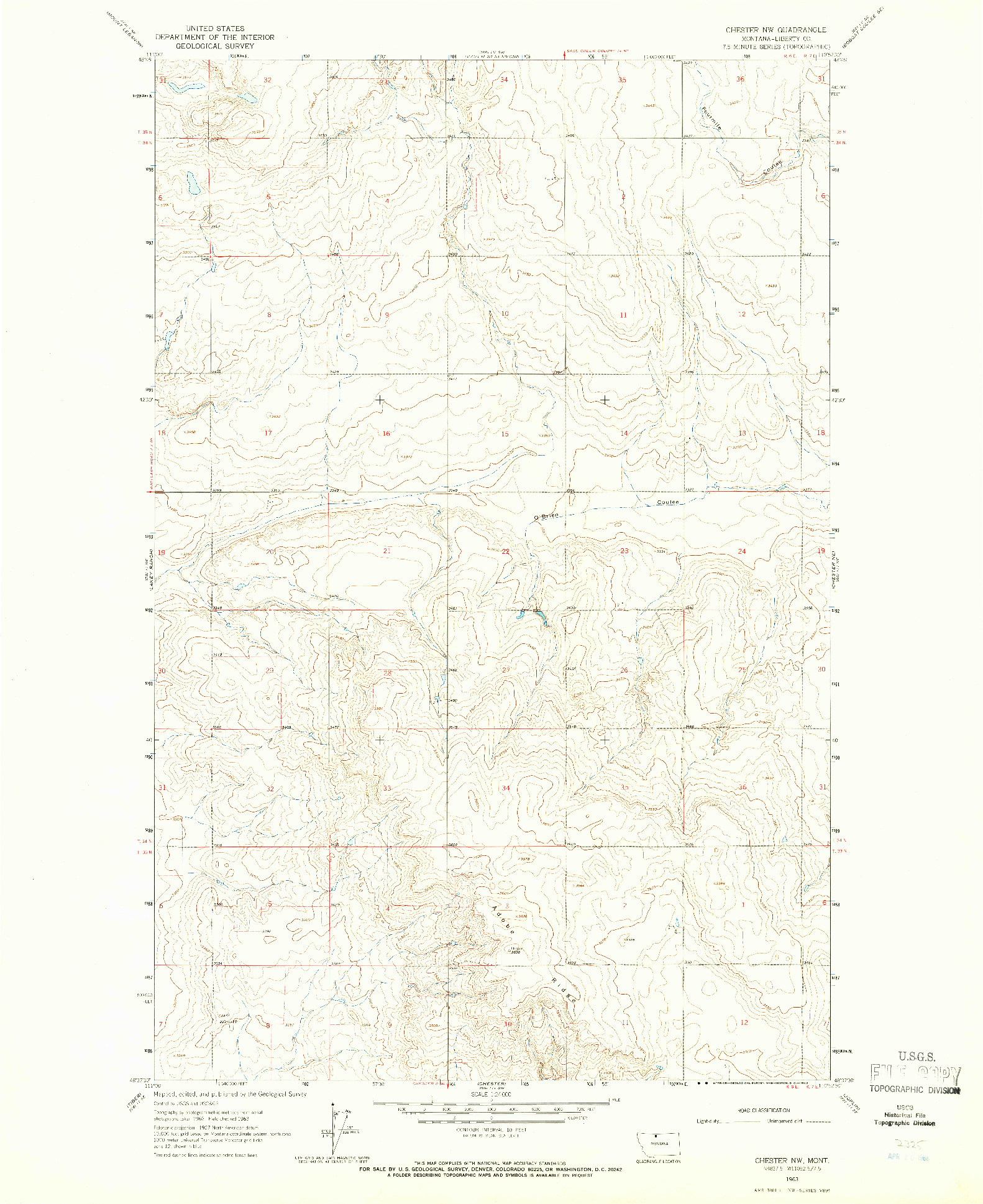 USGS 1:24000-SCALE QUADRANGLE FOR CHESTER NW, MT 1963