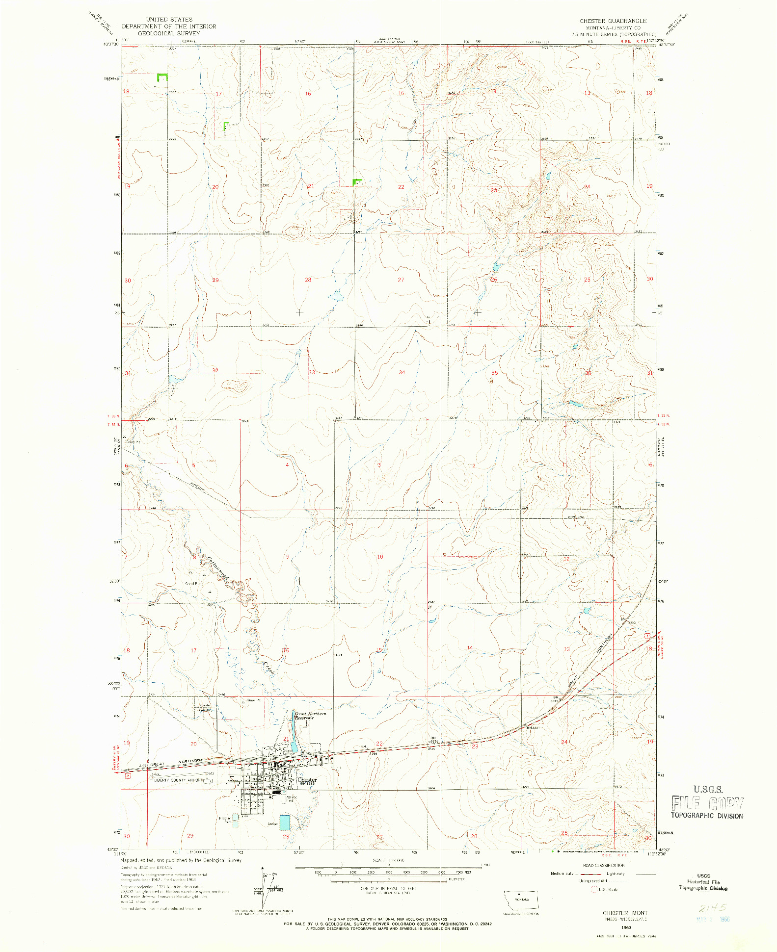 USGS 1:24000-SCALE QUADRANGLE FOR CHESTER, MT 1963