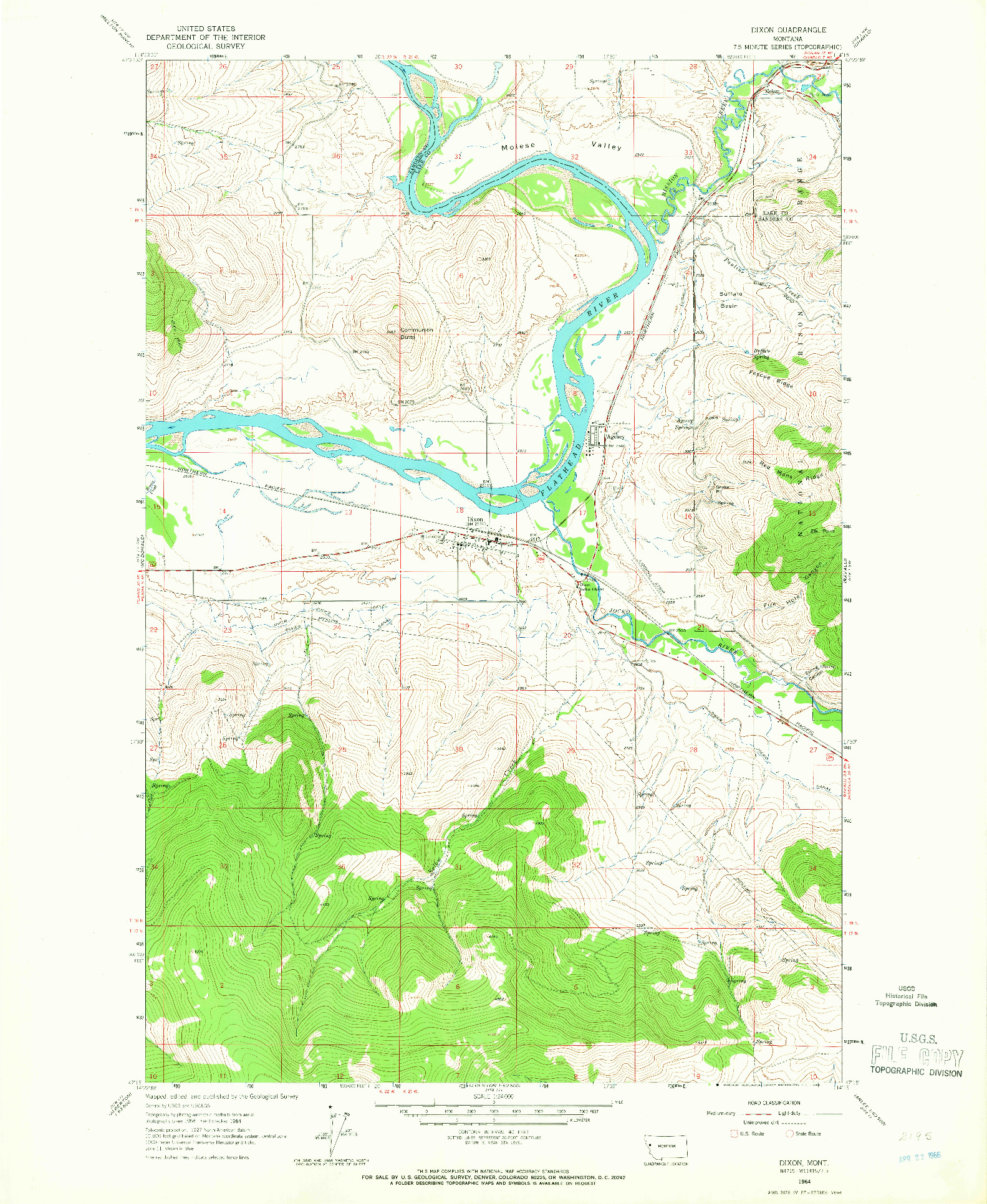 USGS 1:24000-SCALE QUADRANGLE FOR DIXON, MT 1964