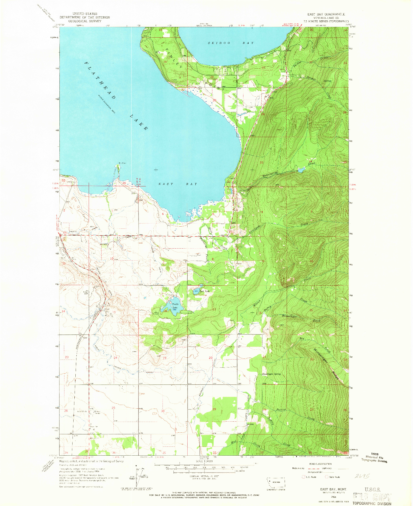 USGS 1:24000-SCALE QUADRANGLE FOR EAST BAY, MT 1964