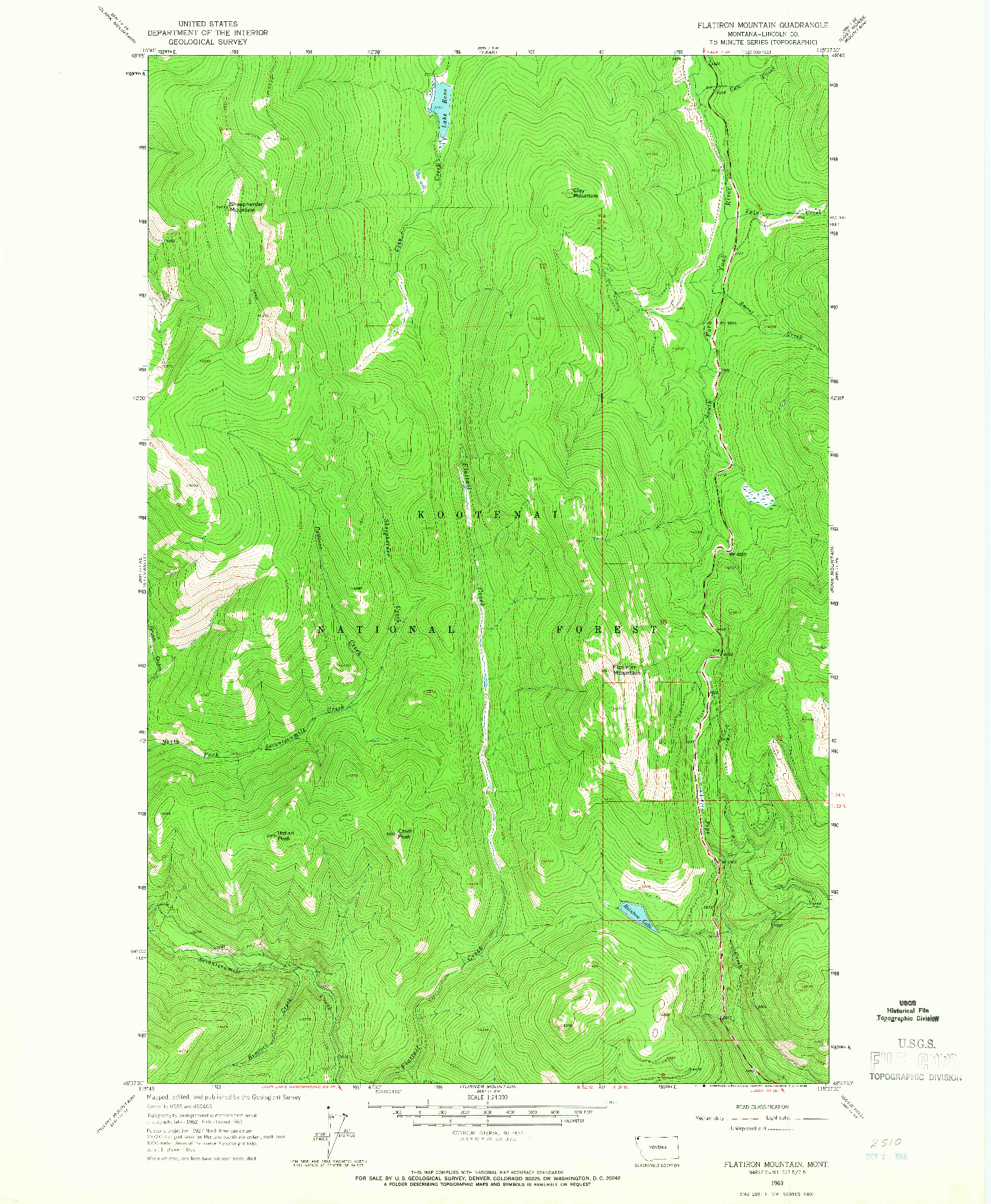 USGS 1:24000-SCALE QUADRANGLE FOR FLATIRON MOUNTAIN, MT 1963