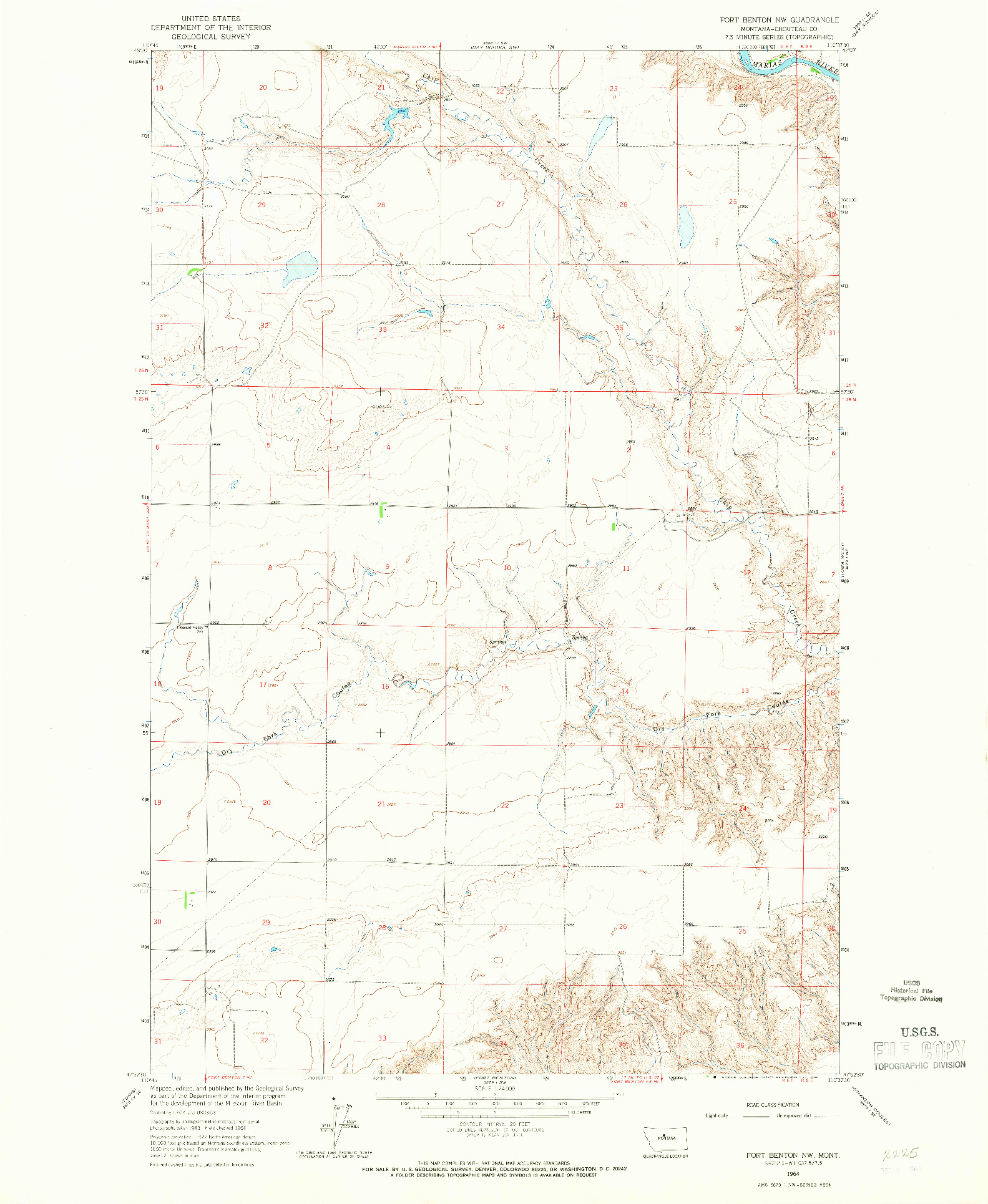 USGS 1:24000-SCALE QUADRANGLE FOR FORT BENTON NW, MT 1964
