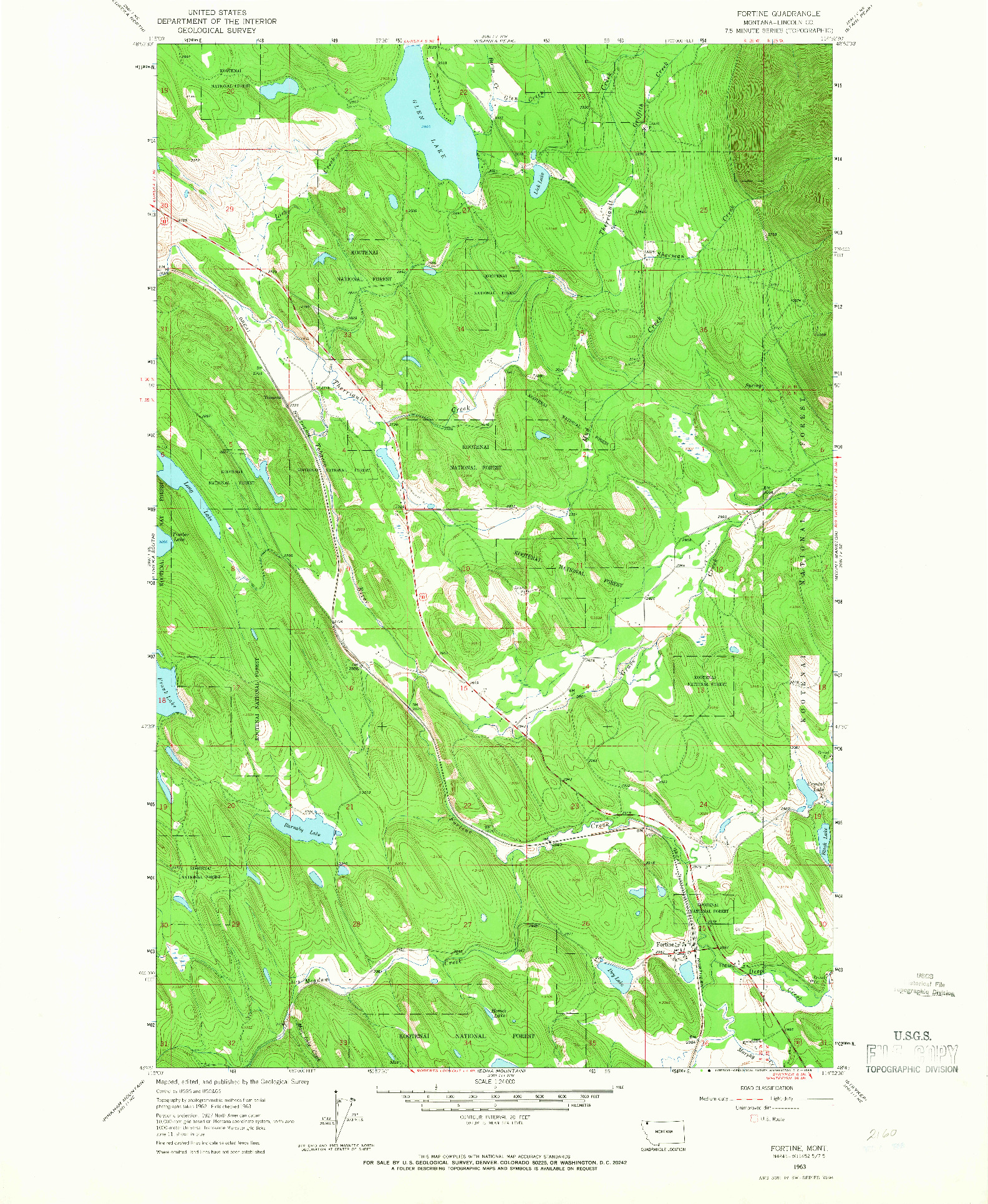 USGS 1:24000-SCALE QUADRANGLE FOR FORTINE, MT 1963