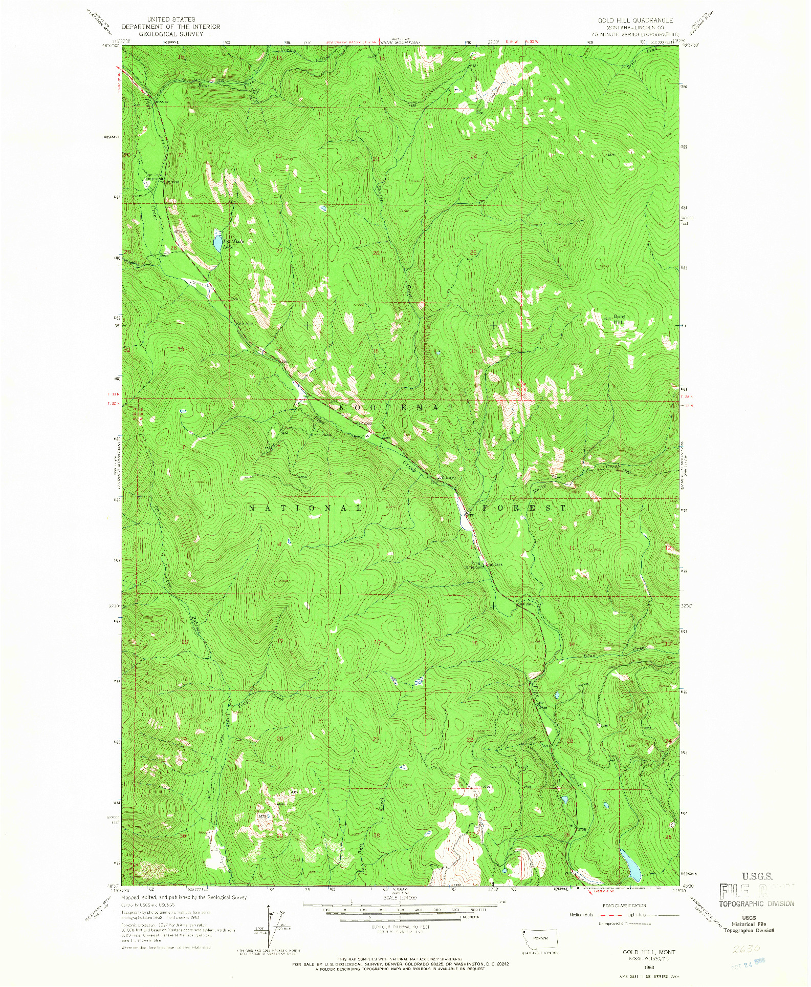 USGS 1:24000-SCALE QUADRANGLE FOR GOLD HILL, MT 1963