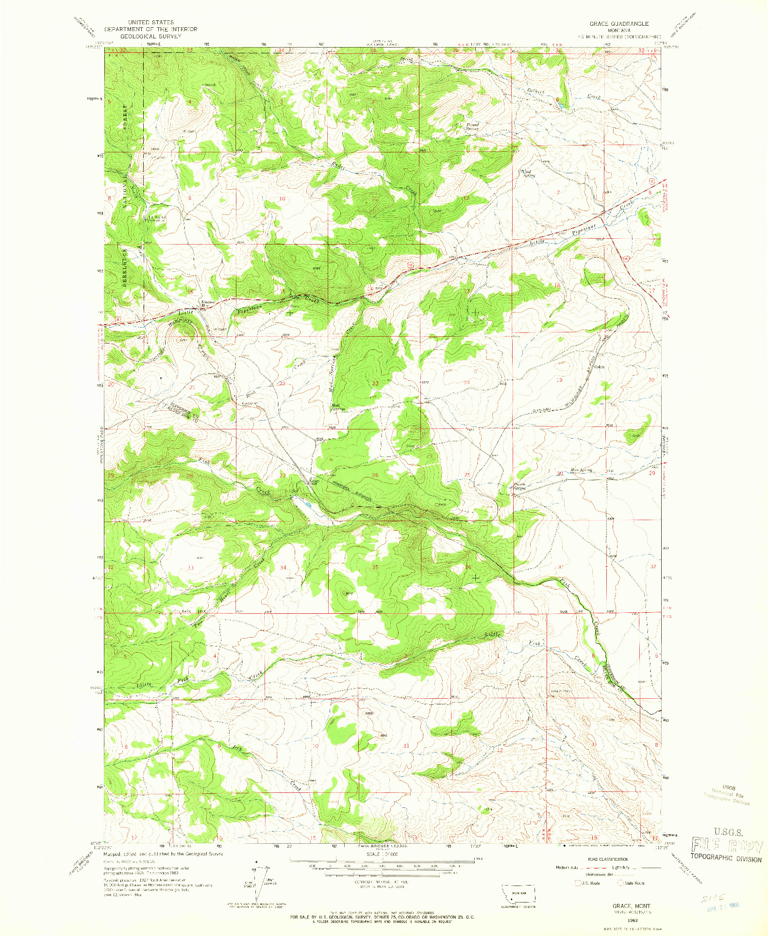 USGS 1:24000-SCALE QUADRANGLE FOR GRACE, MT 1963