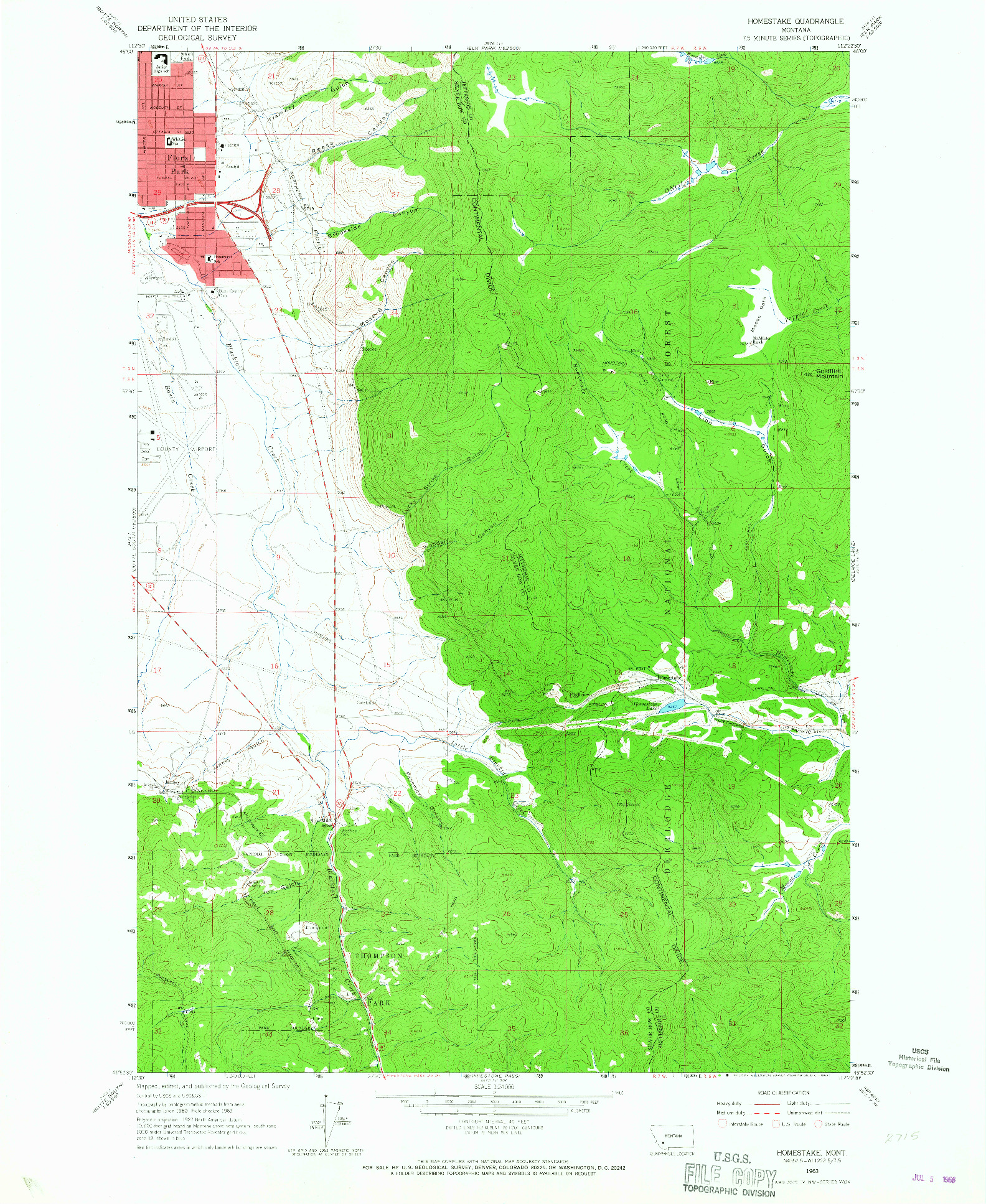 USGS 1:24000-SCALE QUADRANGLE FOR HOMESTAKE, MT 1963