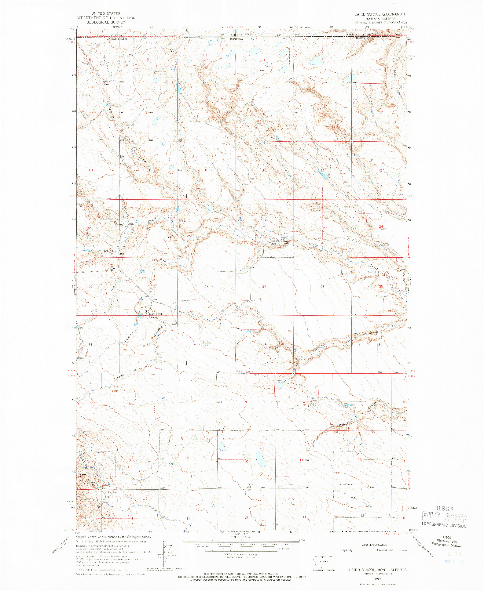 USGS 1:24000-SCALE QUADRANGLE FOR LAIRD SCHOOL, MT 1964