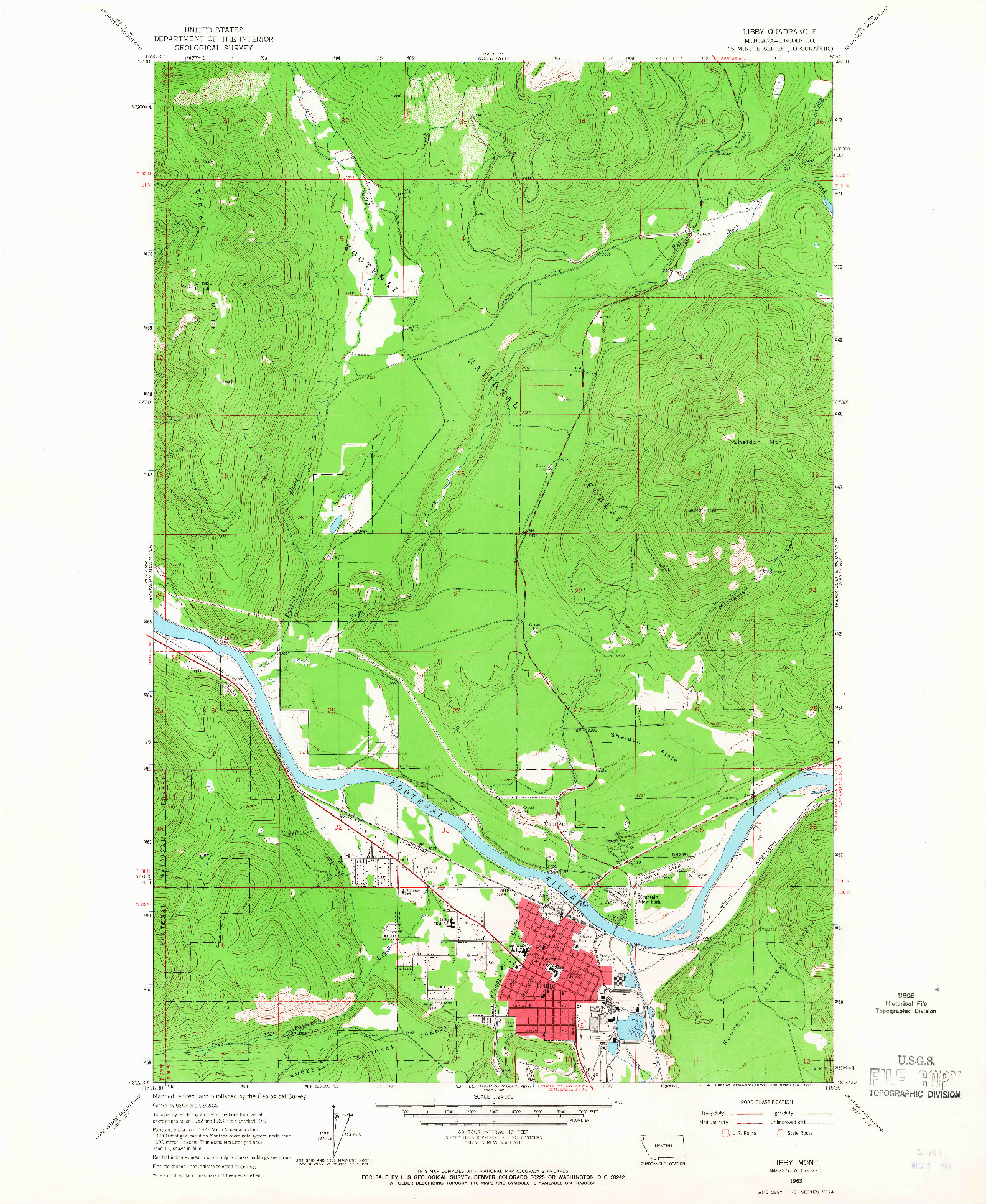 USGS 1:24000-SCALE QUADRANGLE FOR LIBBY, MT 1963