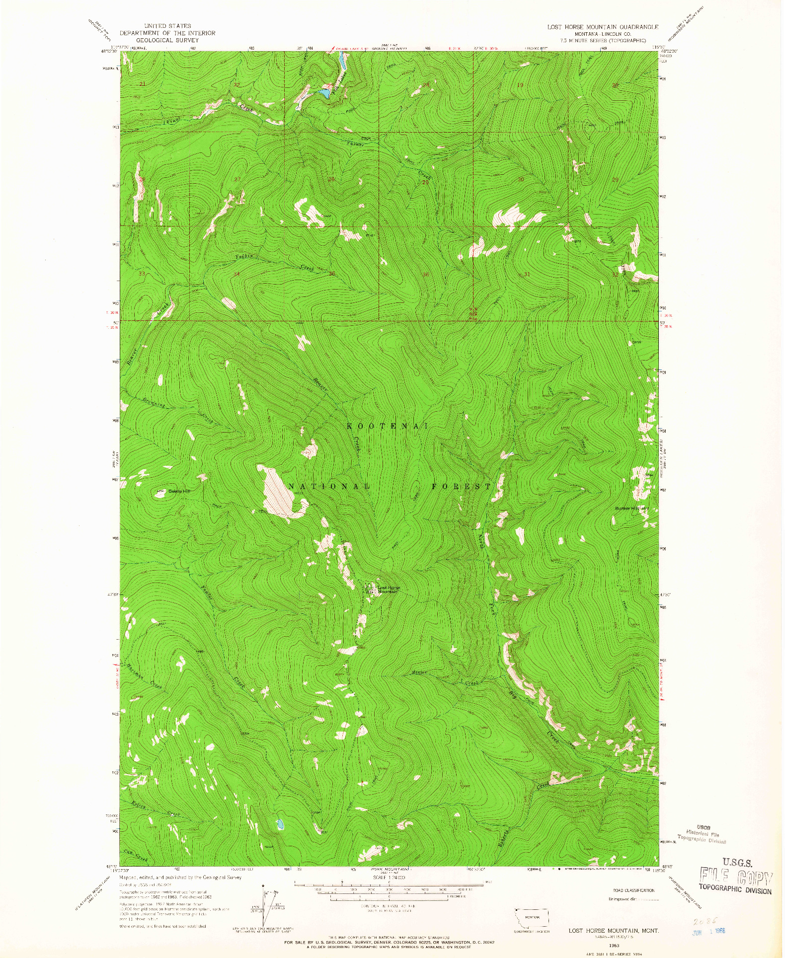 USGS 1:24000-SCALE QUADRANGLE FOR LOST HORSE MOUNTAIN, MT 1963