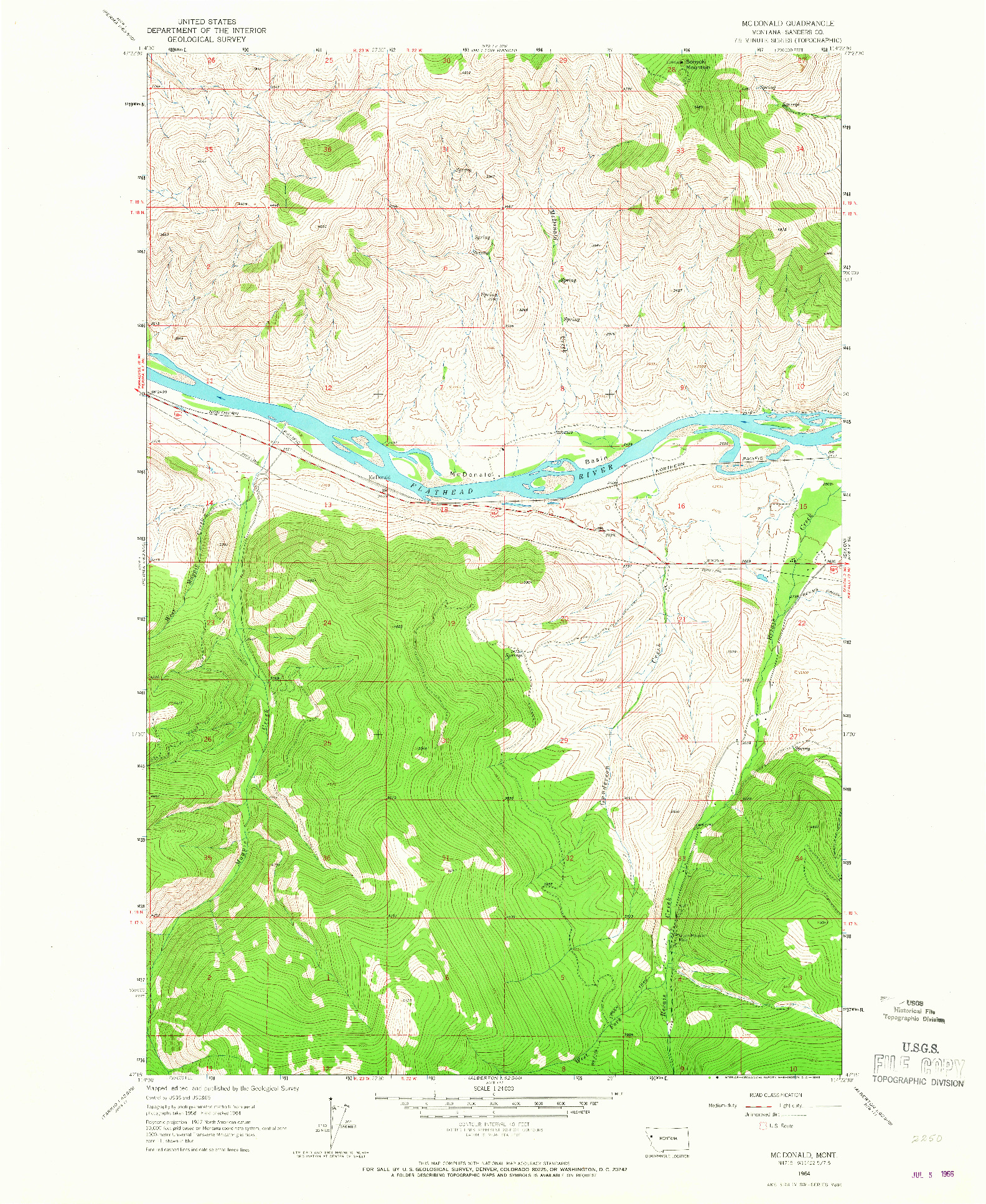 USGS 1:24000-SCALE QUADRANGLE FOR MC DONALD, MT 1964
