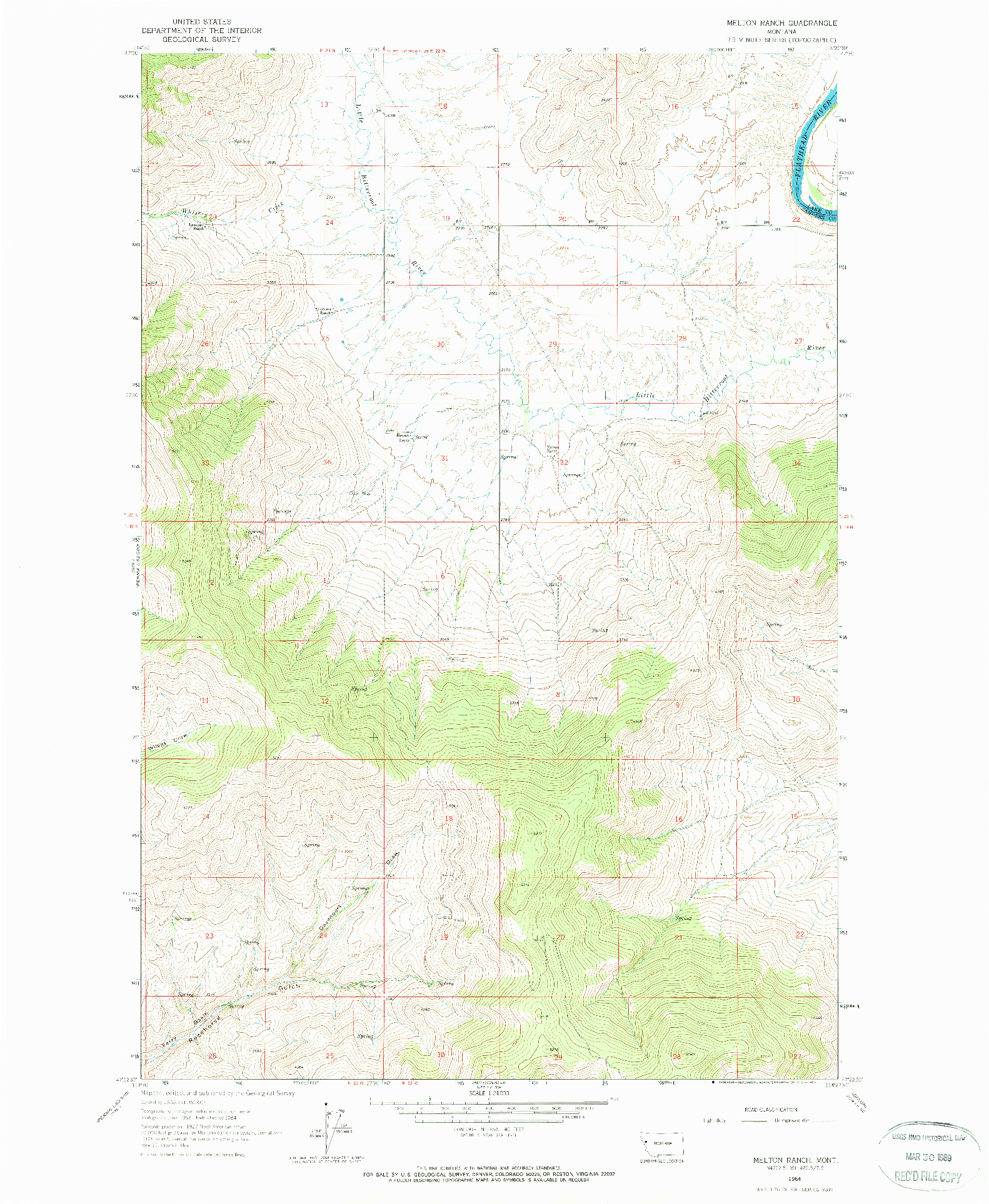 USGS 1:24000-SCALE QUADRANGLE FOR MELTON RANCH, MT 1964