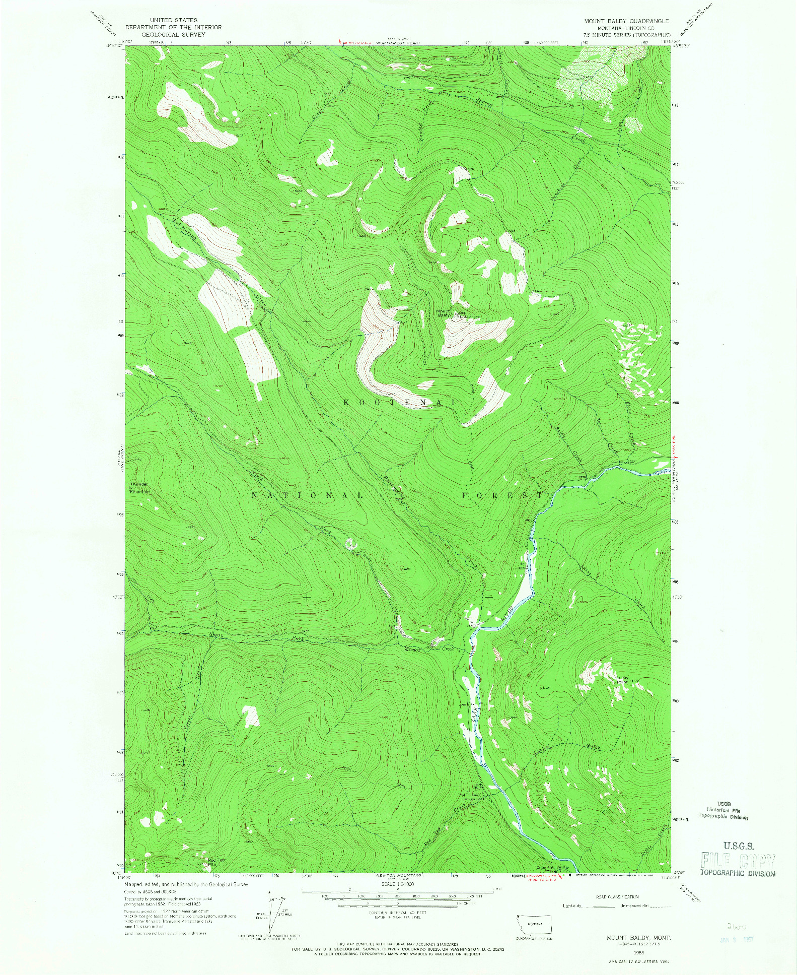USGS 1:24000-SCALE QUADRANGLE FOR MOUNT BALDY, MT 1963