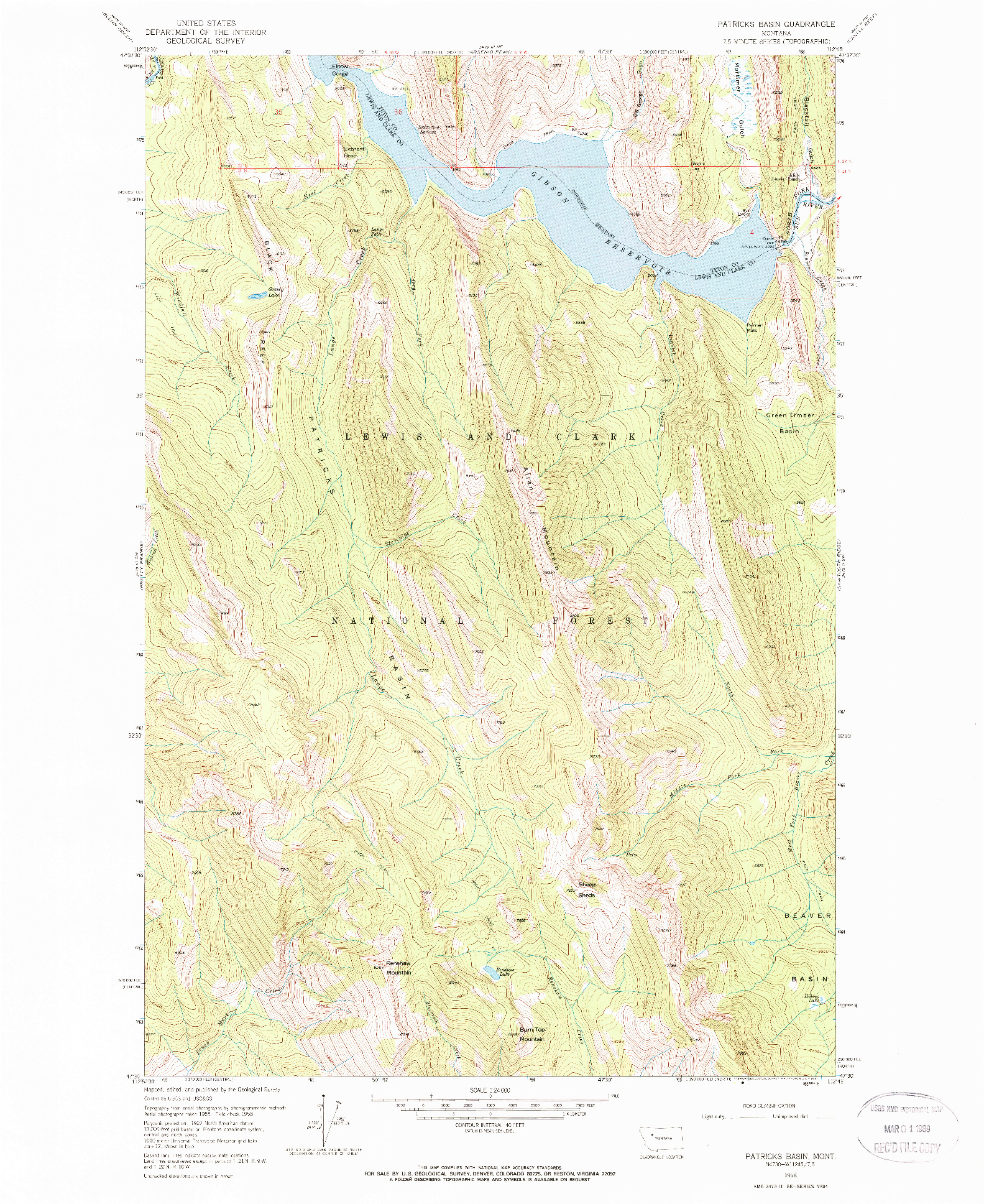 USGS 1:24000-SCALE QUADRANGLE FOR PATRICKS BASIN, MT 1958