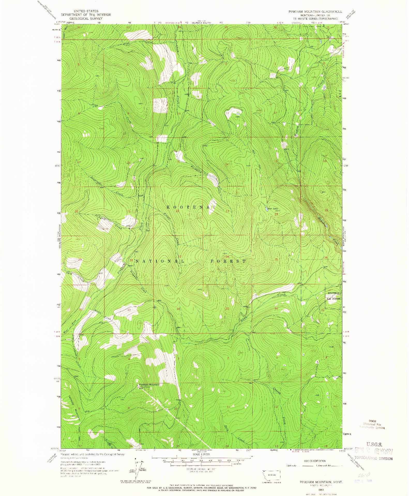 USGS 1:24000-SCALE QUADRANGLE FOR PINKHAM MOUNTAIN, MT 1963