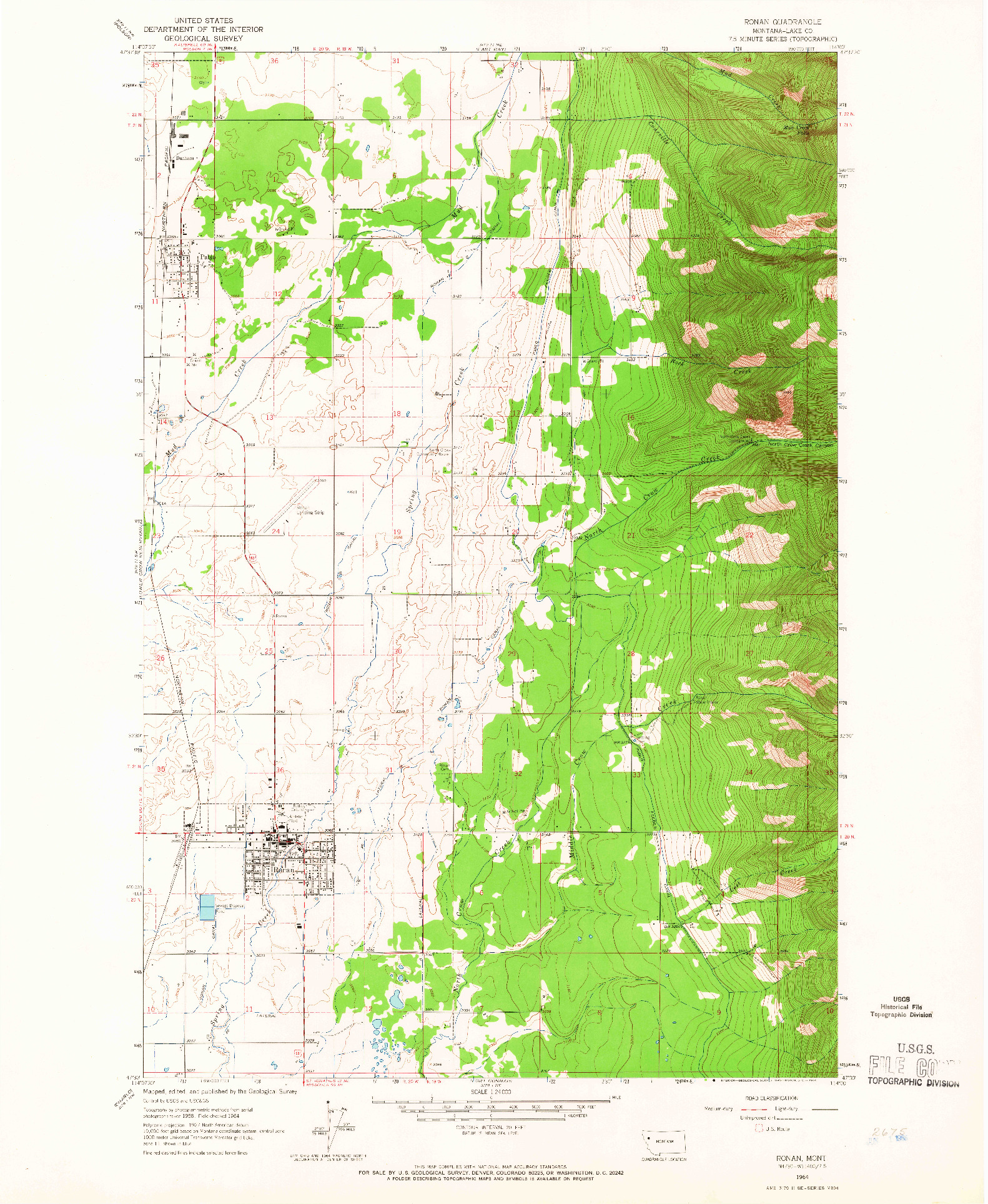 USGS 1:24000-SCALE QUADRANGLE FOR RONAN, MT 1964