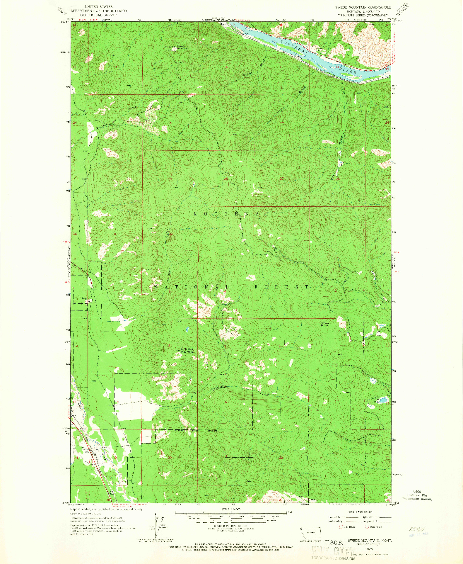 USGS 1:24000-SCALE QUADRANGLE FOR SWEDE MOUNTAIN, MT 1963