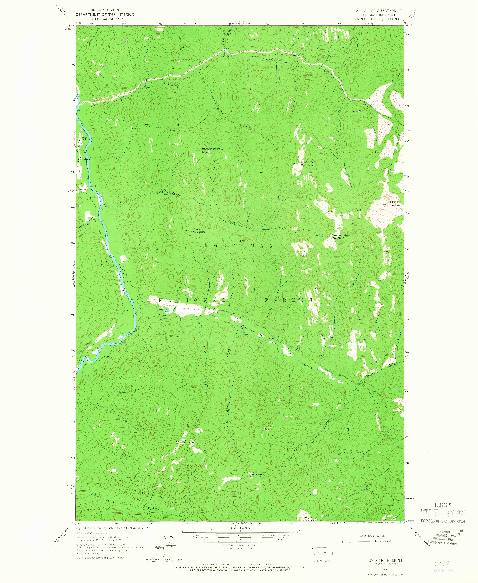 USGS 1:24000-SCALE QUADRANGLE FOR SYLVANITE, MT 1963