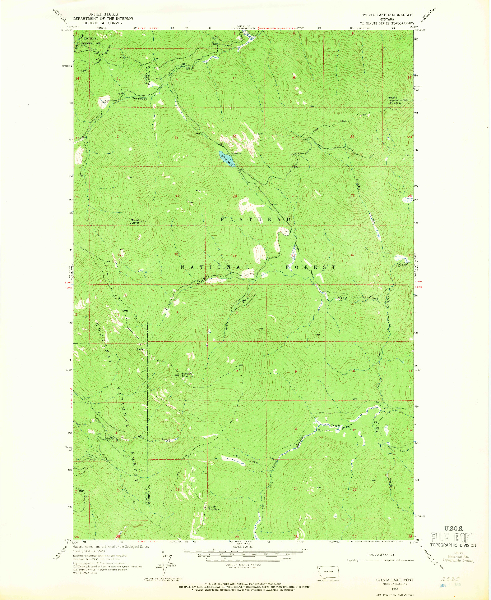 USGS 1:24000-SCALE QUADRANGLE FOR SYLVIA LAKE, MT 1963