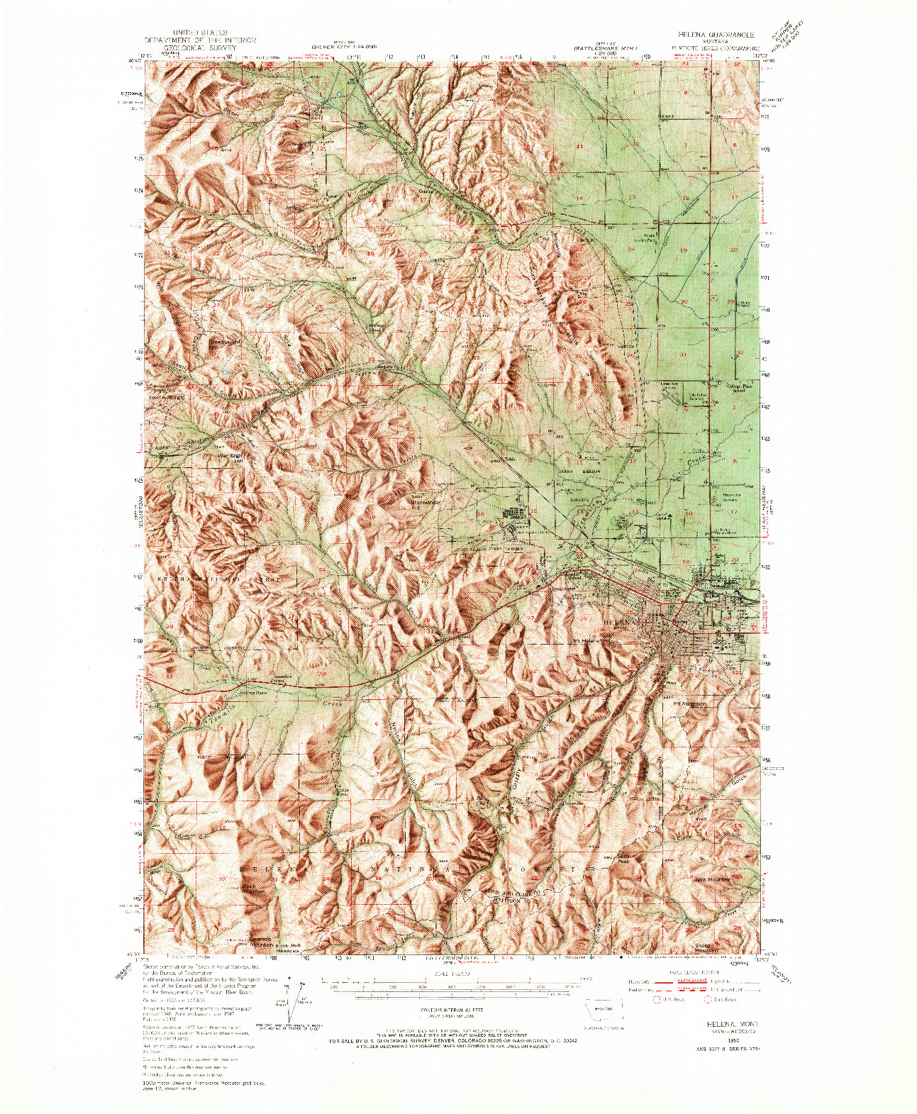 USGS 1:62500-SCALE QUADRANGLE FOR HELENA, MT 1950