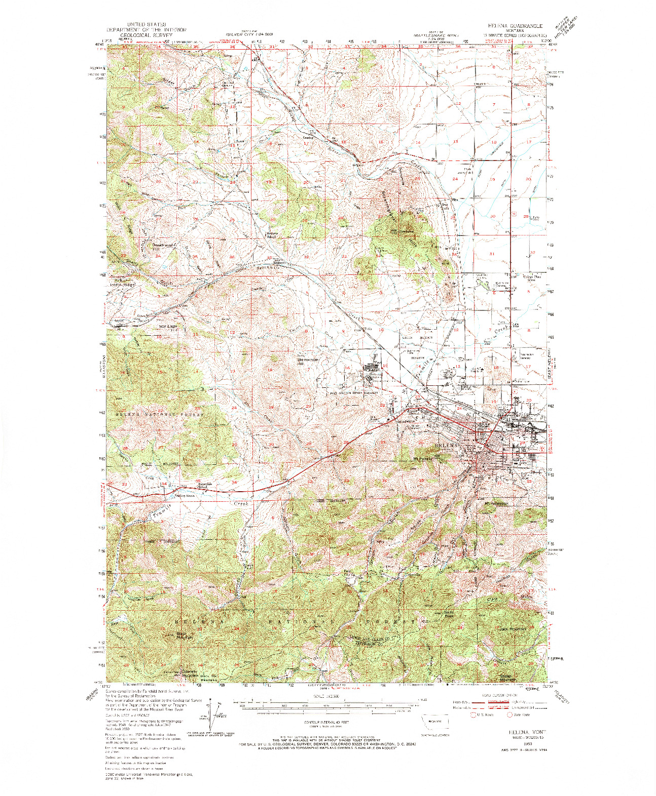 USGS 1:62500-SCALE QUADRANGLE FOR HELENA, MT 1950
