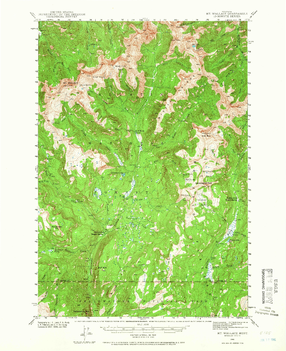 USGS 1:62500-SCALE QUADRANGLE FOR MT WALLACE, MT 1940