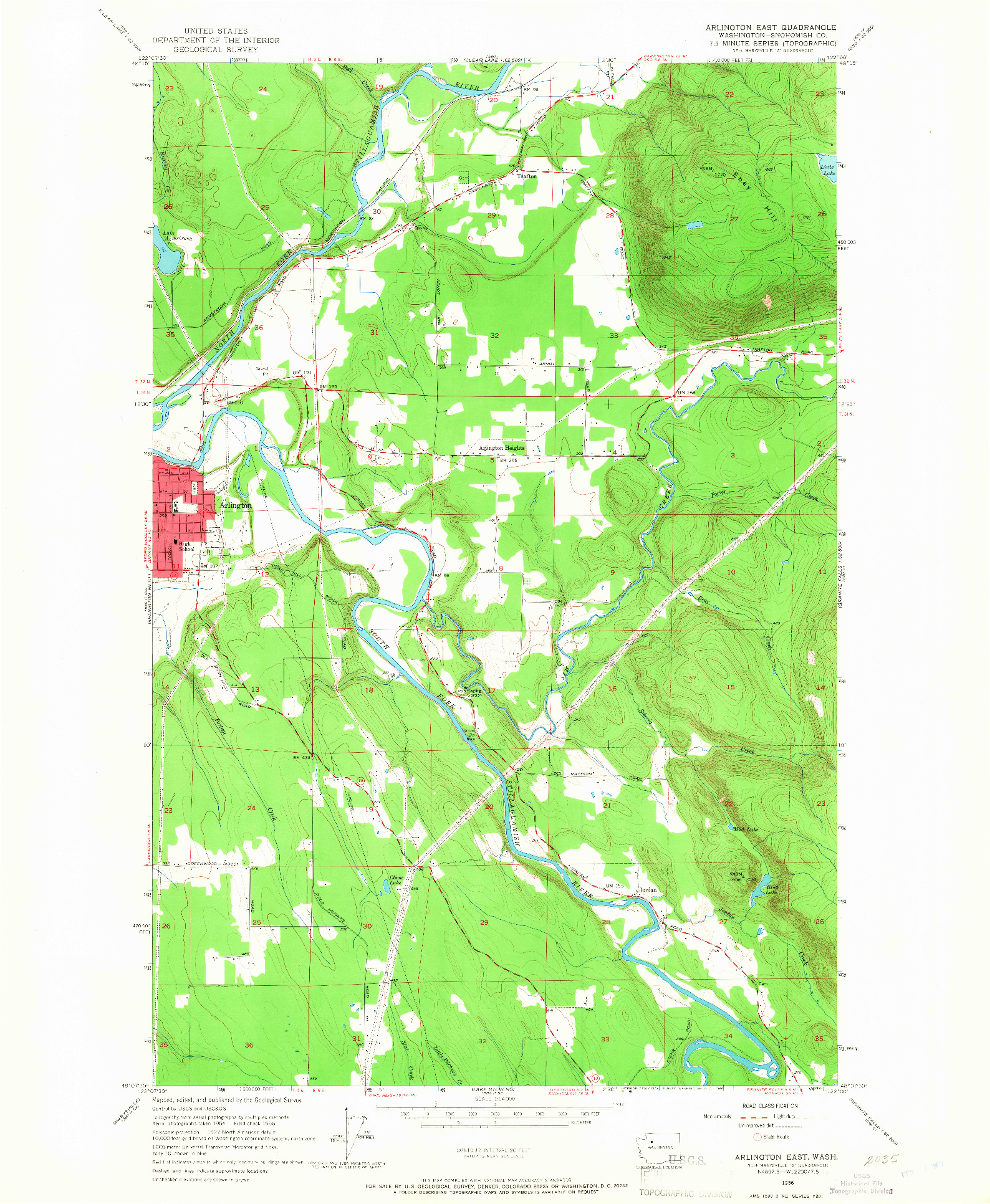 USGS 1:24000-SCALE QUADRANGLE FOR ARLINGTON EAST, WA 1956