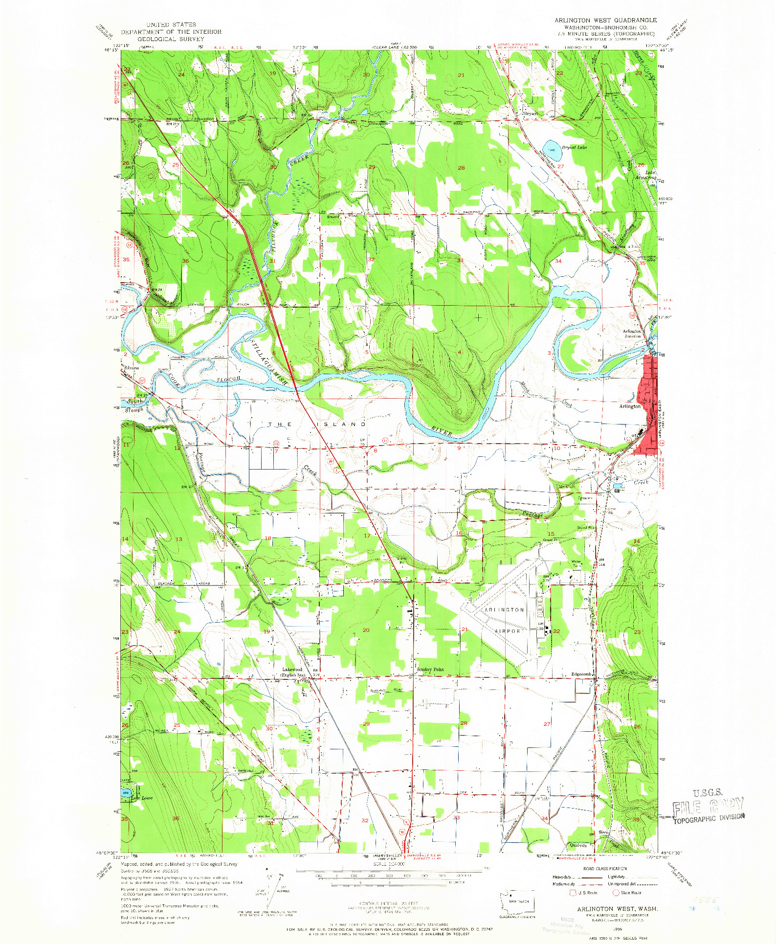 USGS 1:24000-SCALE QUADRANGLE FOR ARLINGTON WEST, WA 1956